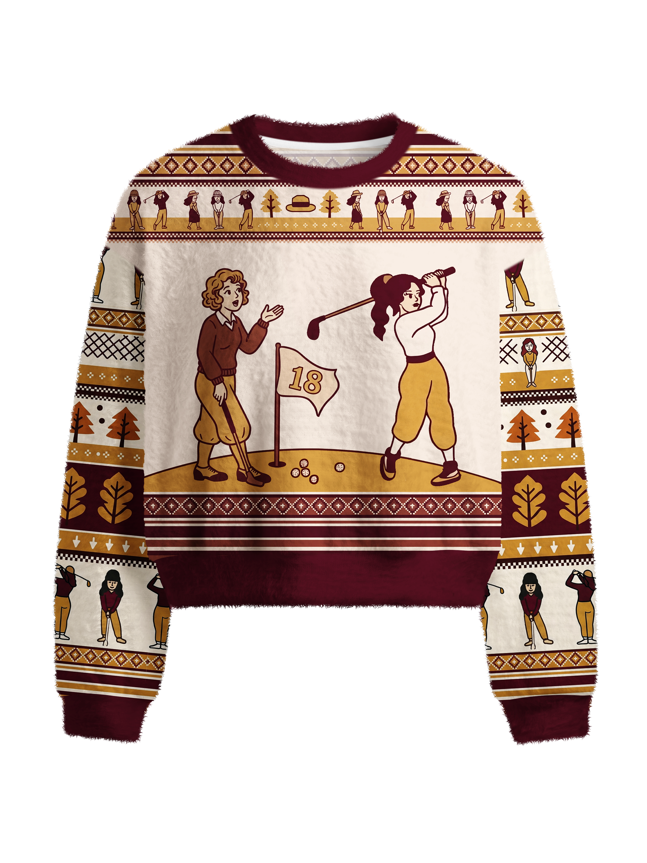 Cherryswing Women's Retro Golf Girls Fuzzy Knit Golf Sweater