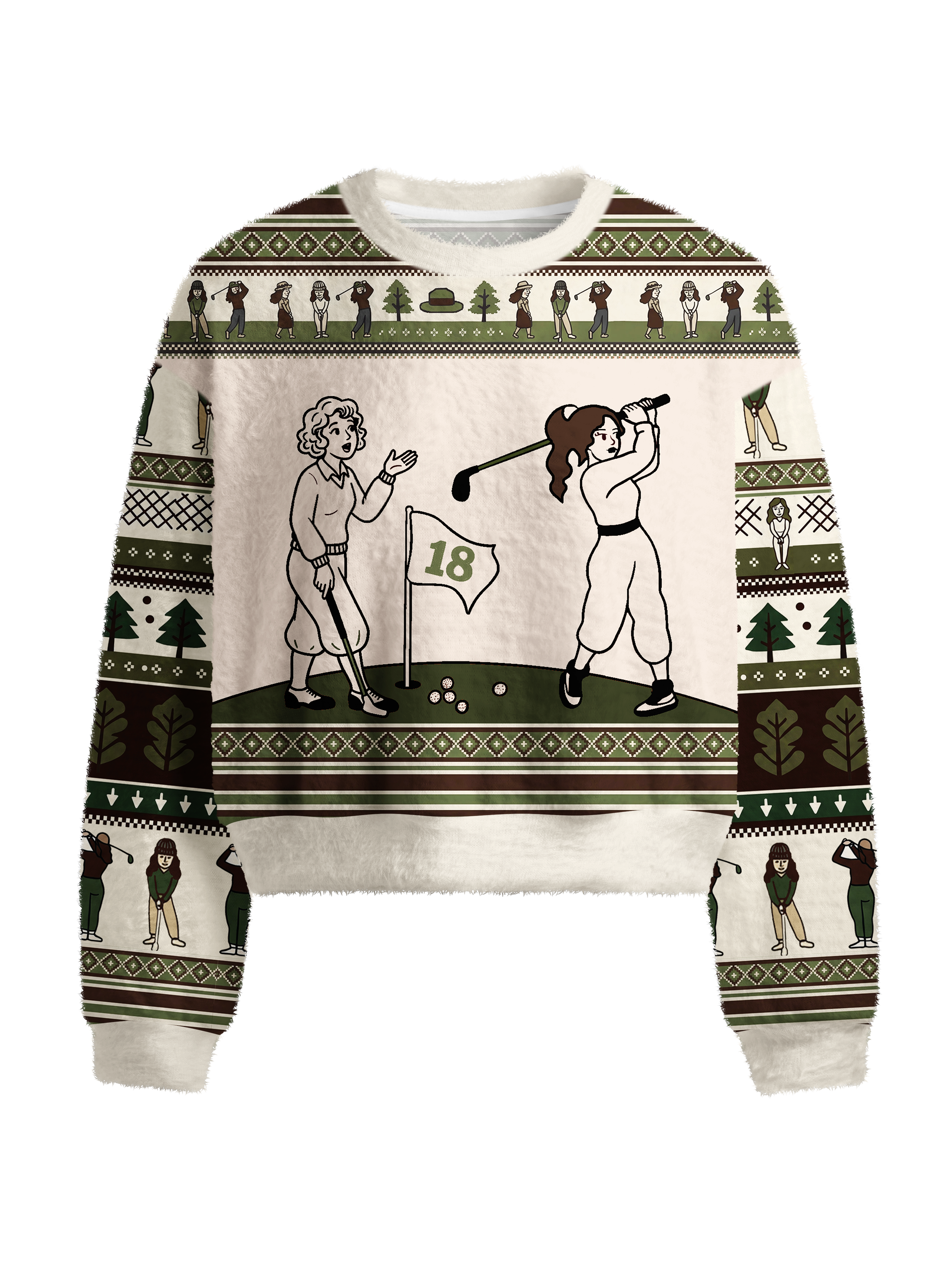 Cherryswing Women's Retro Golf Girls Fuzzy Knit Golf Sweater