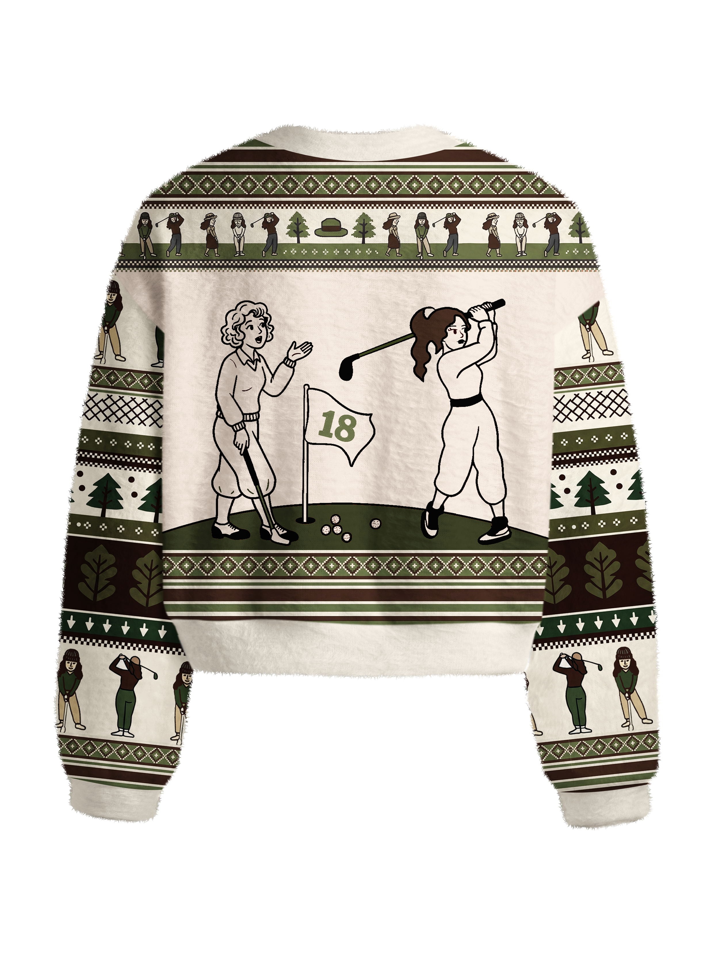 Cherryswing Women's Retro Golf Girls Fuzzy Knit Golf Sweater