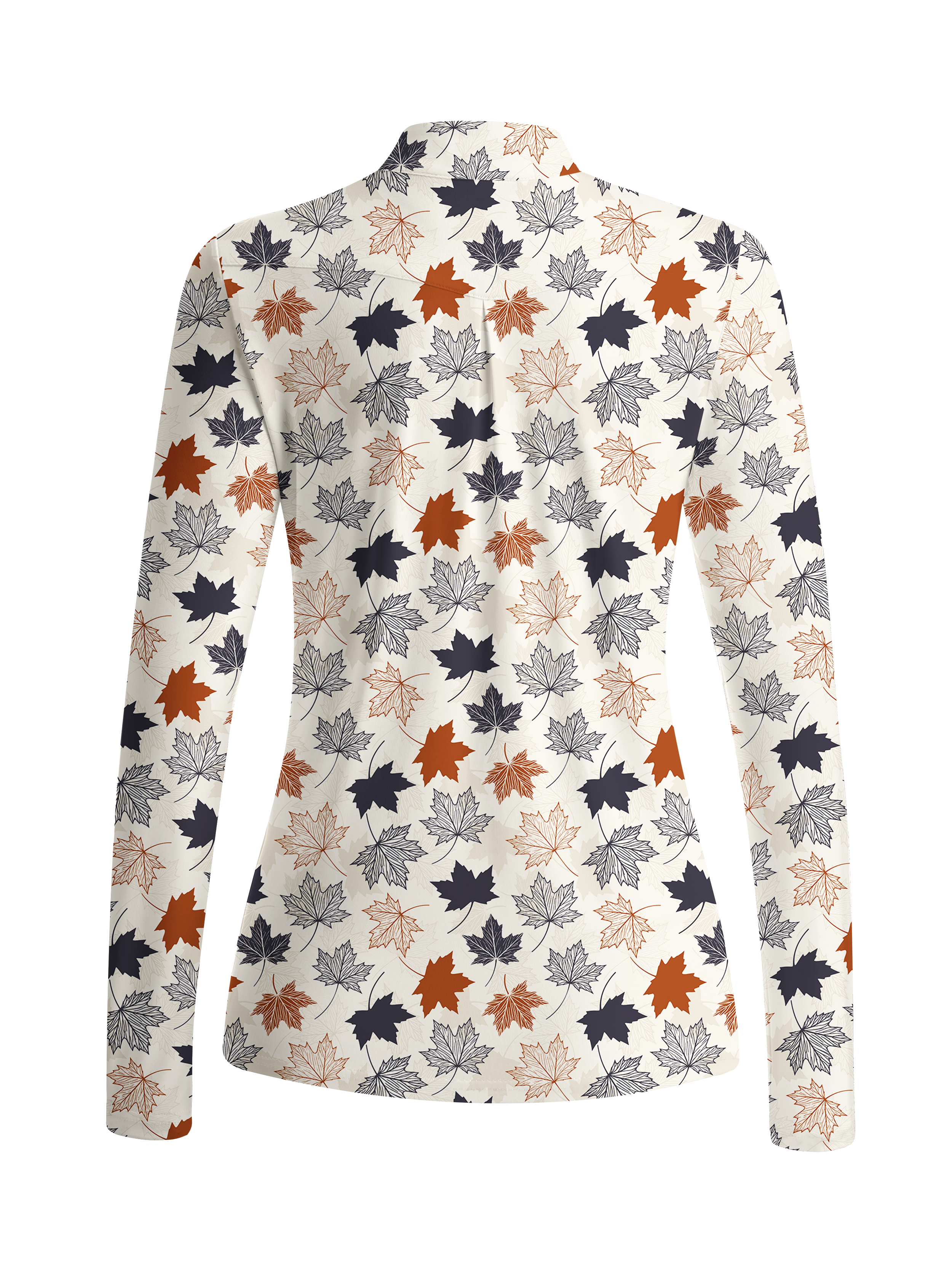 Cherryswing Women's Autumn Maple Leaf Long Sleeve Golf Shirt