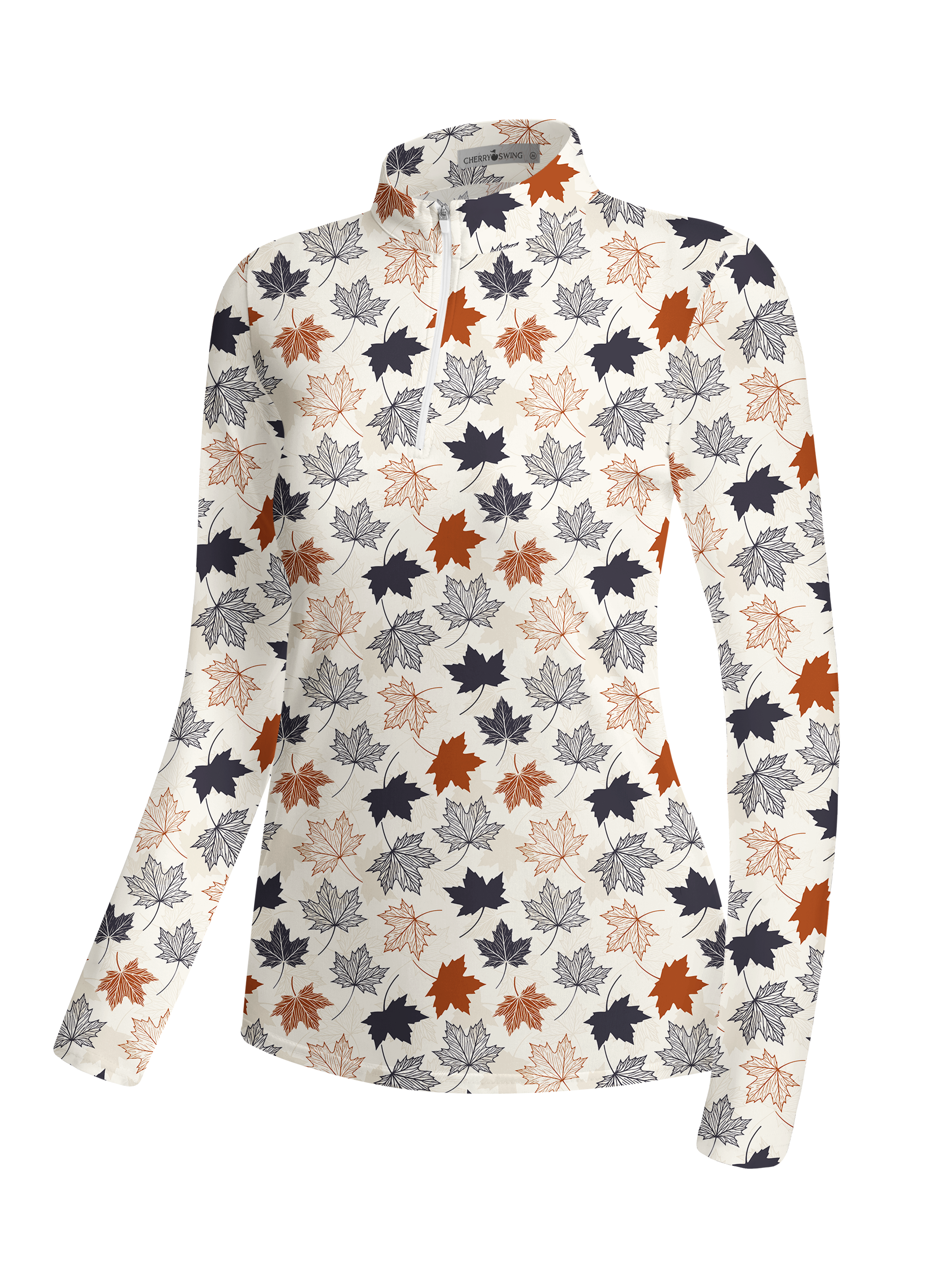 Cherryswing Women's Autumn Maple Leaf Long Sleeve Golf Shirt
