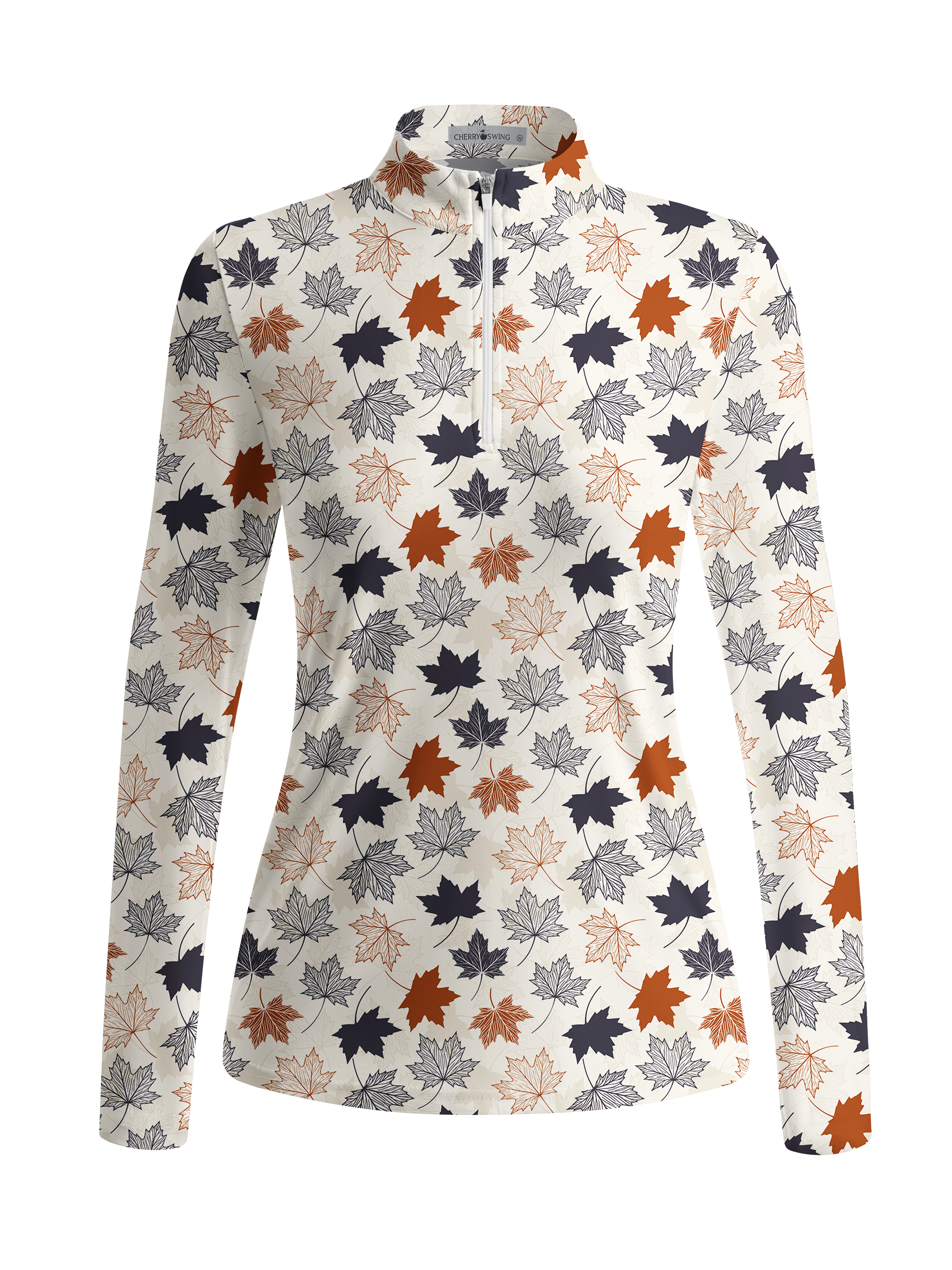 Cherryswing Women's Gradient Color FlowersLong Sleeve Golf Polo