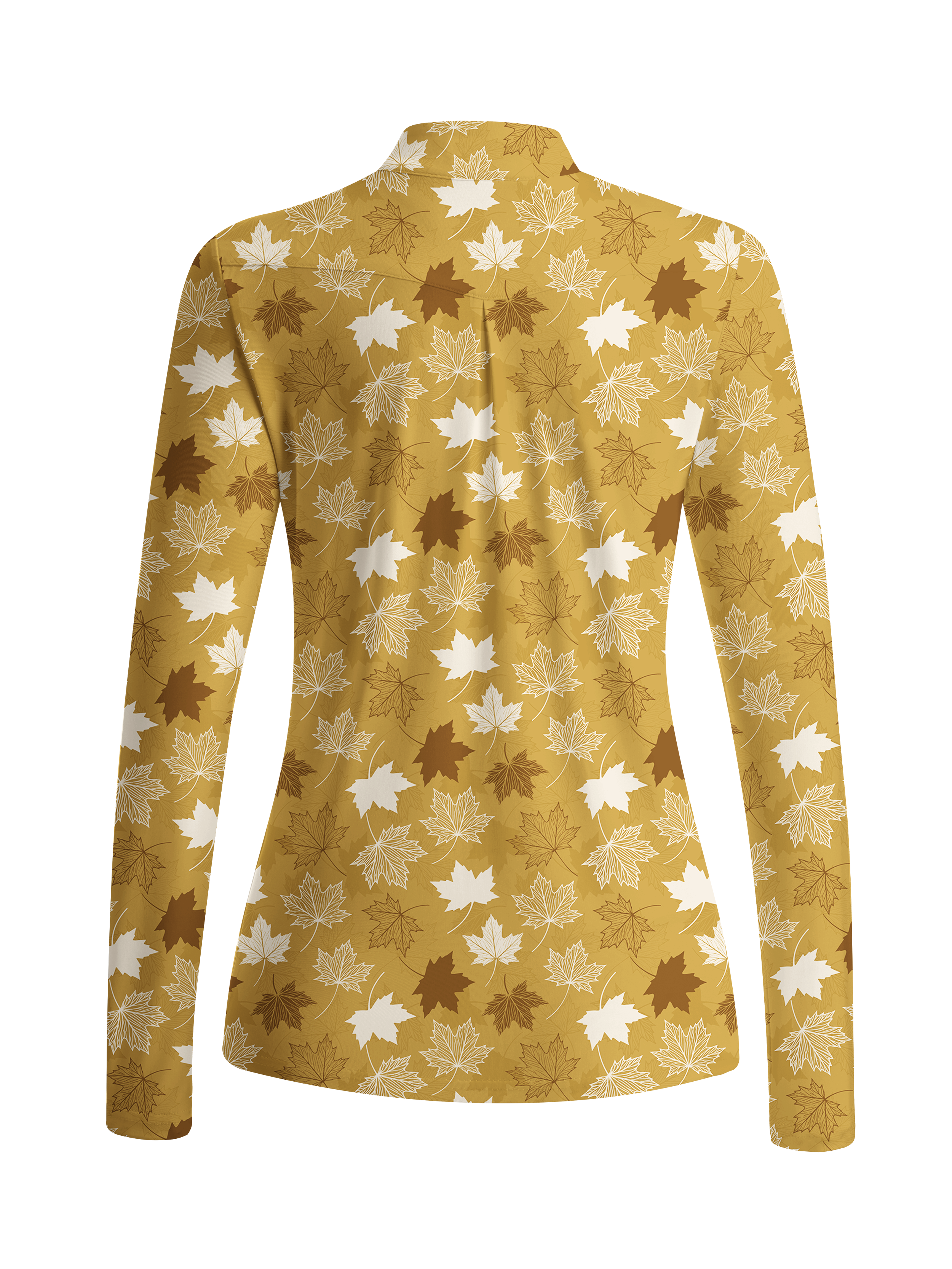 Cherryswing Women's Autumn Maple Leaf Long Sleeve Golf Shirt