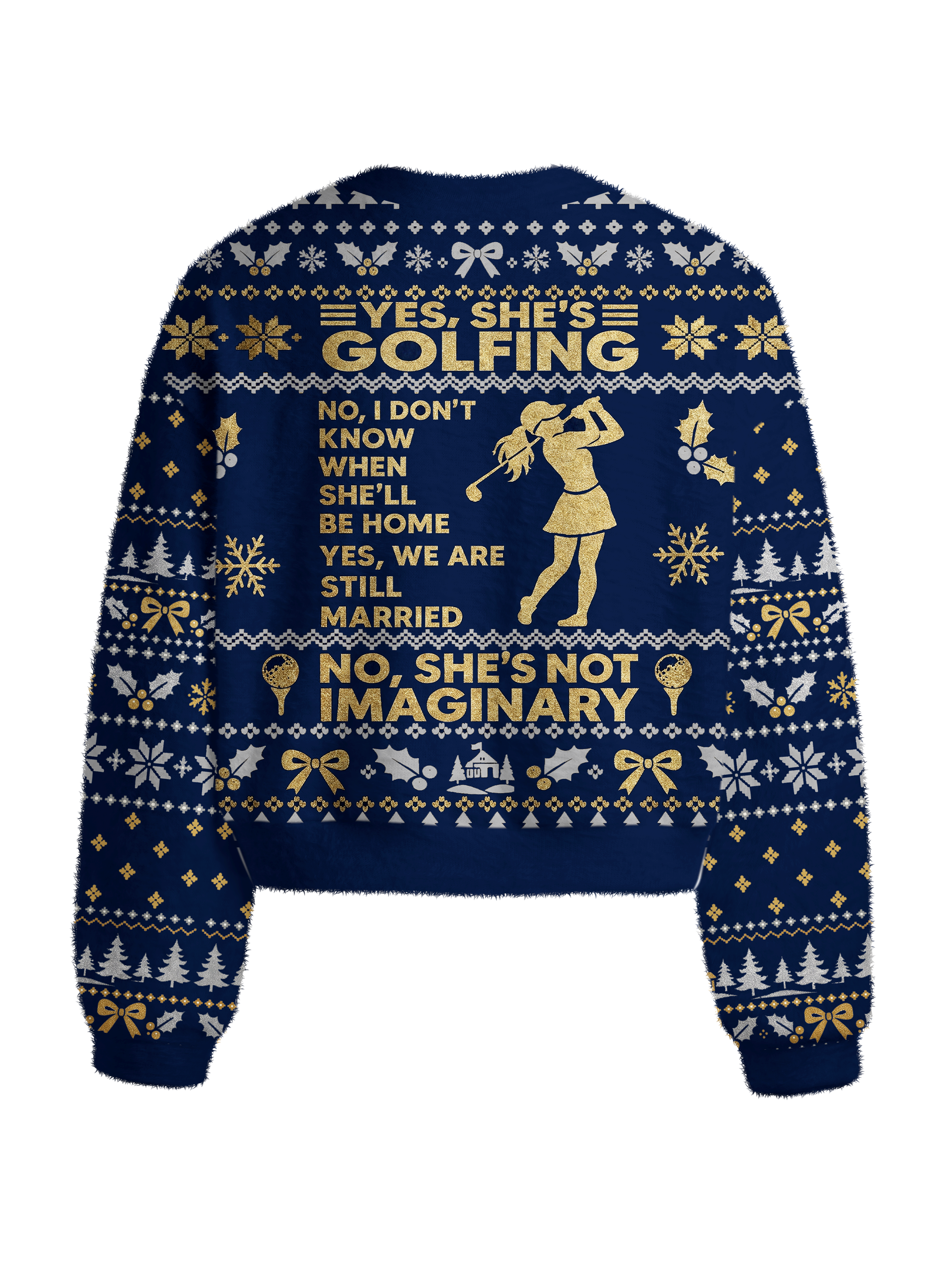 Cherryswing Women's Festive Golf Humor Fuzzy Knit Golf Sweater
