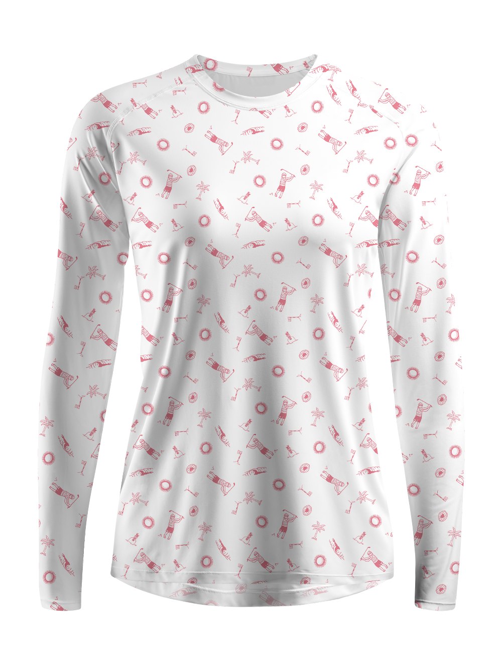 Cherryswing Women's Gradient Color FlowersLong Sleeve Golf Polo