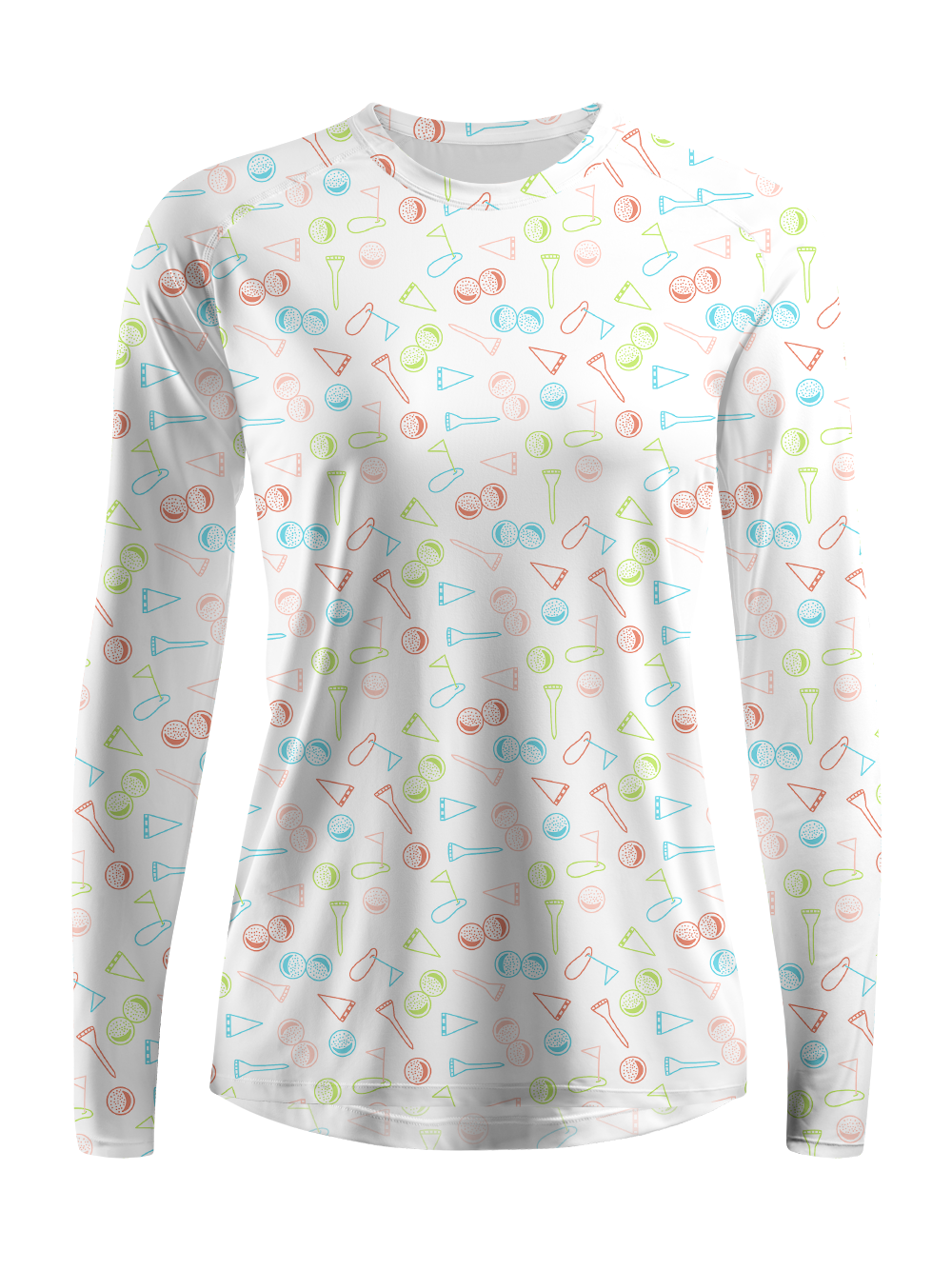 Cherryswing Women's Gradient Color FlowersLong Sleeve Golf Polo
