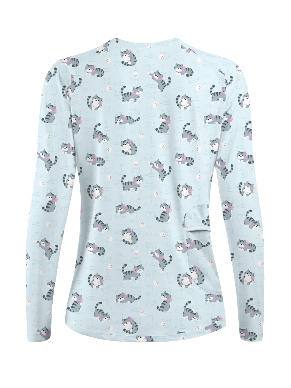 Cherryswing Women's Playful Cat Novelty Print Golf Shirt
