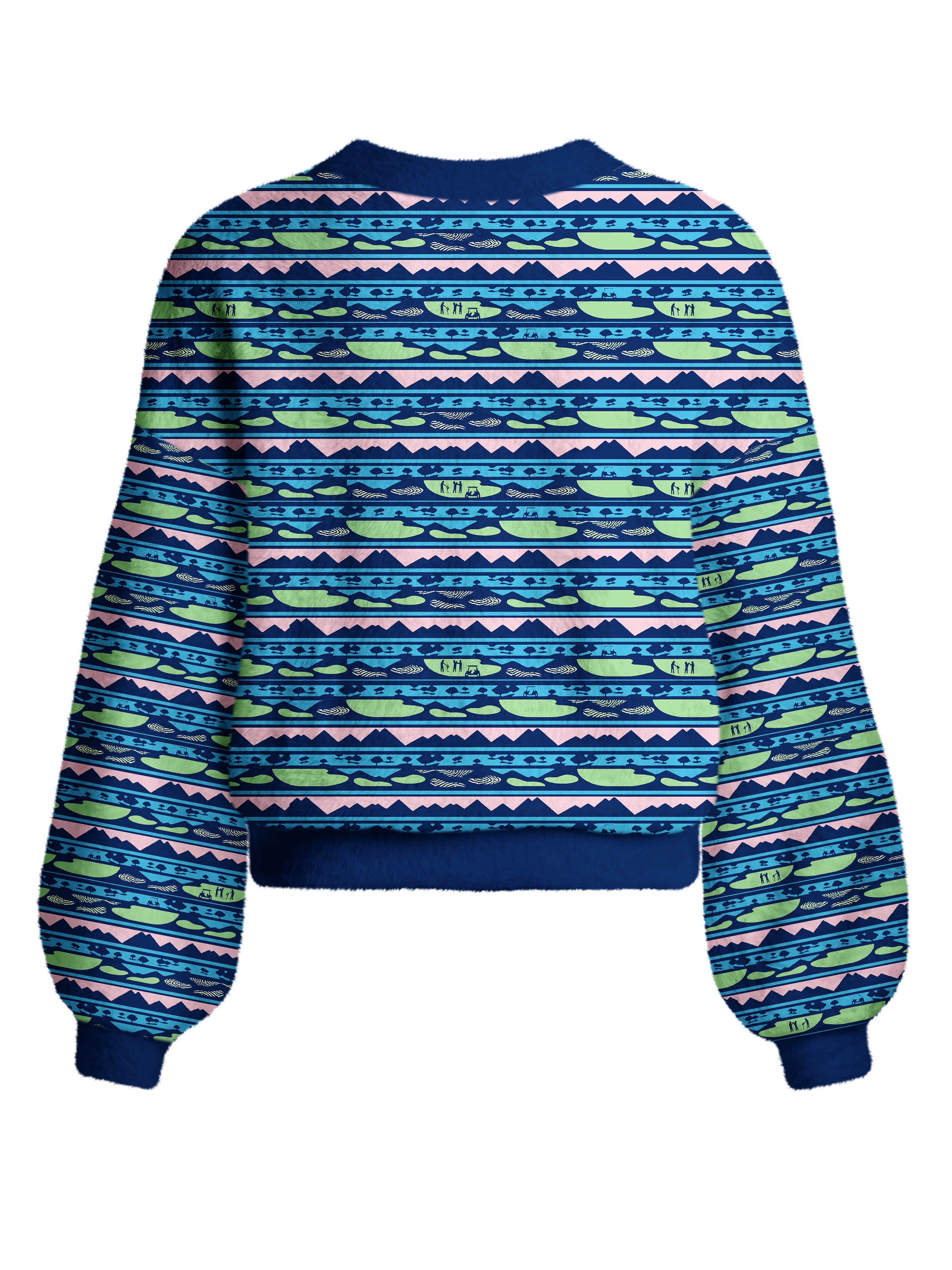 Cherryswing Women's Fairway Horizon Print Fuzzy Knit Golf Cardigan