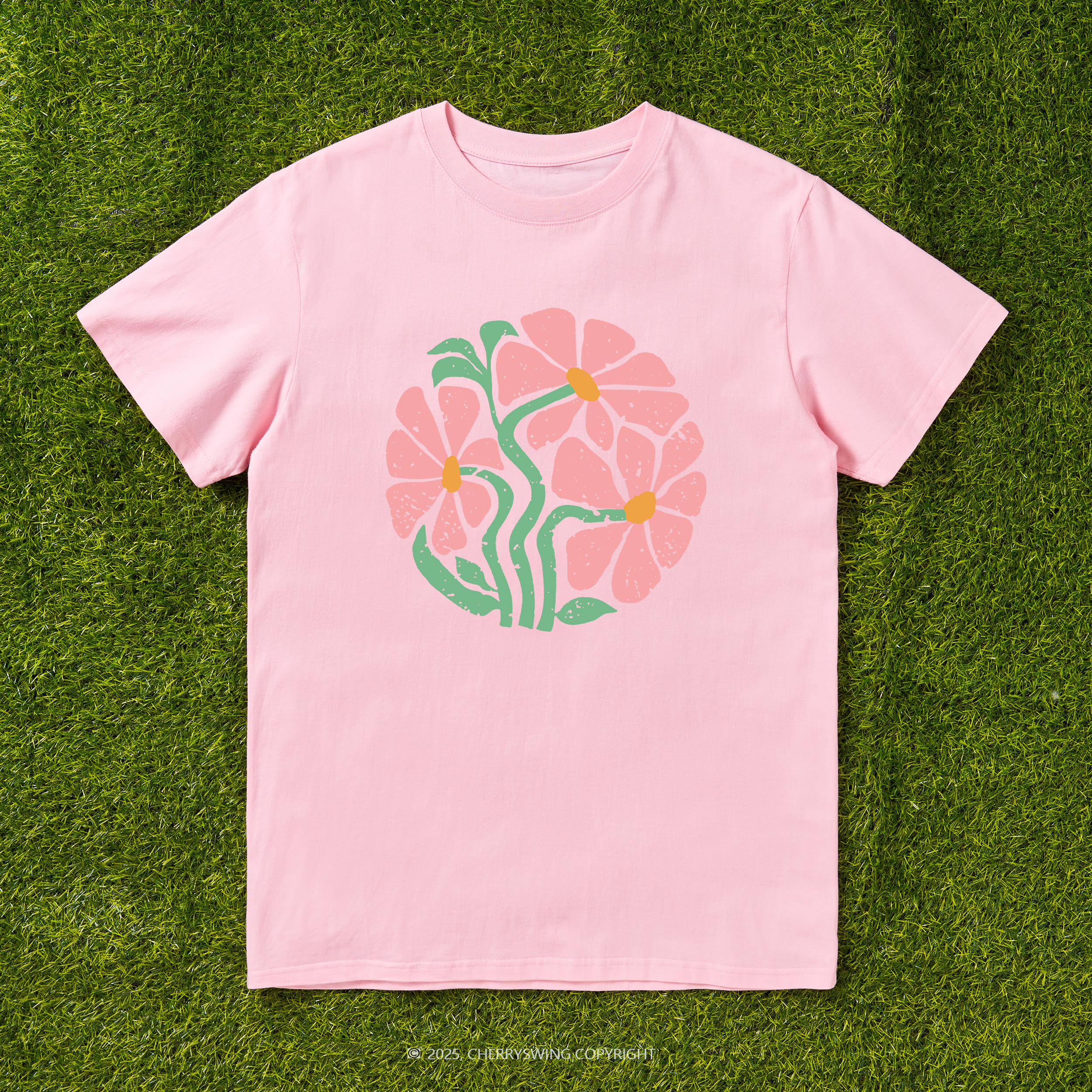 Cherryswing Floral Ring T-shirt For Women