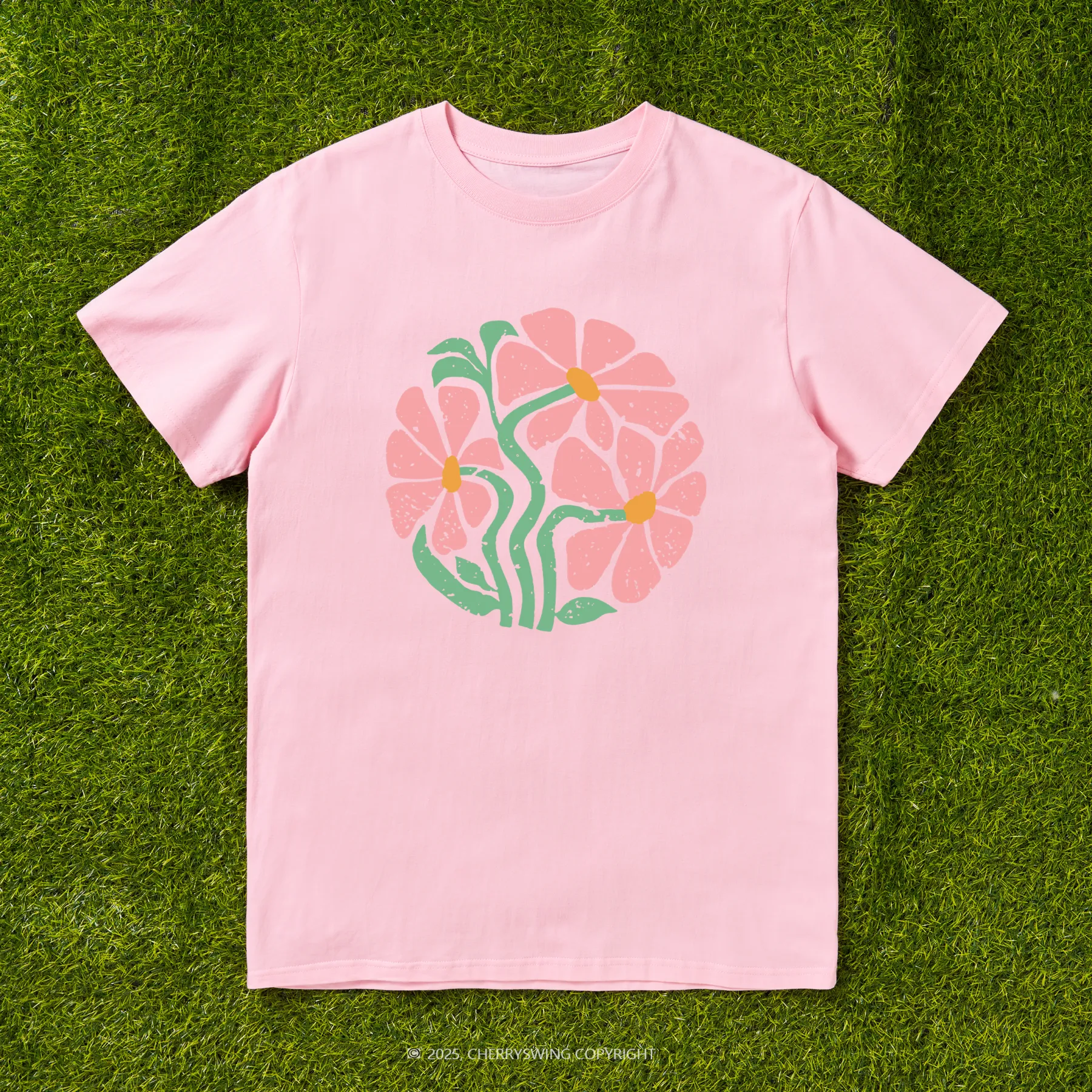 Cherryswing Floral Ring T-shirt For Women