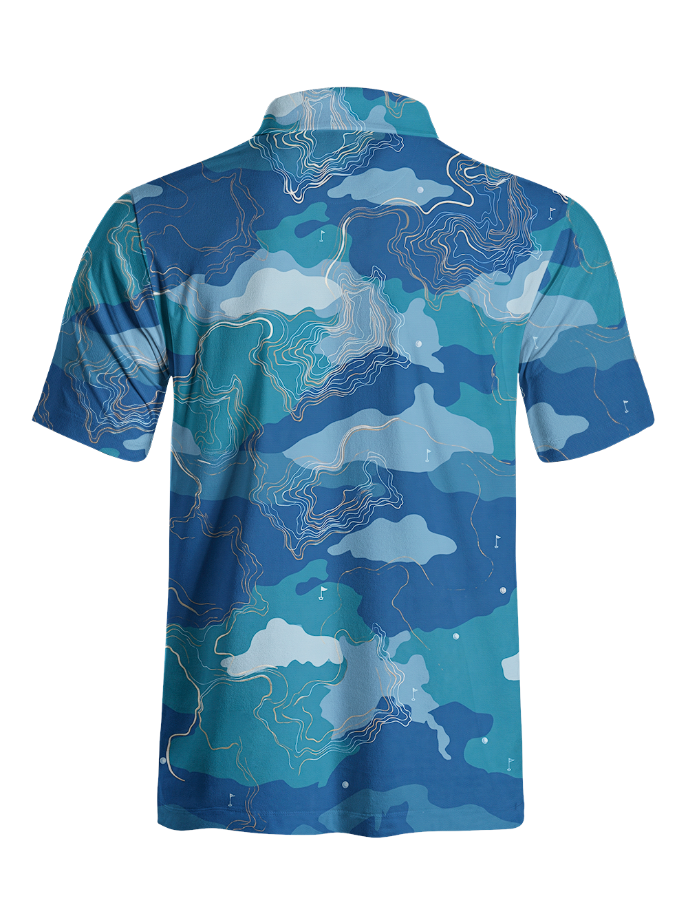 Cherryswing Topographic Contour Print Men's Polo Shirt