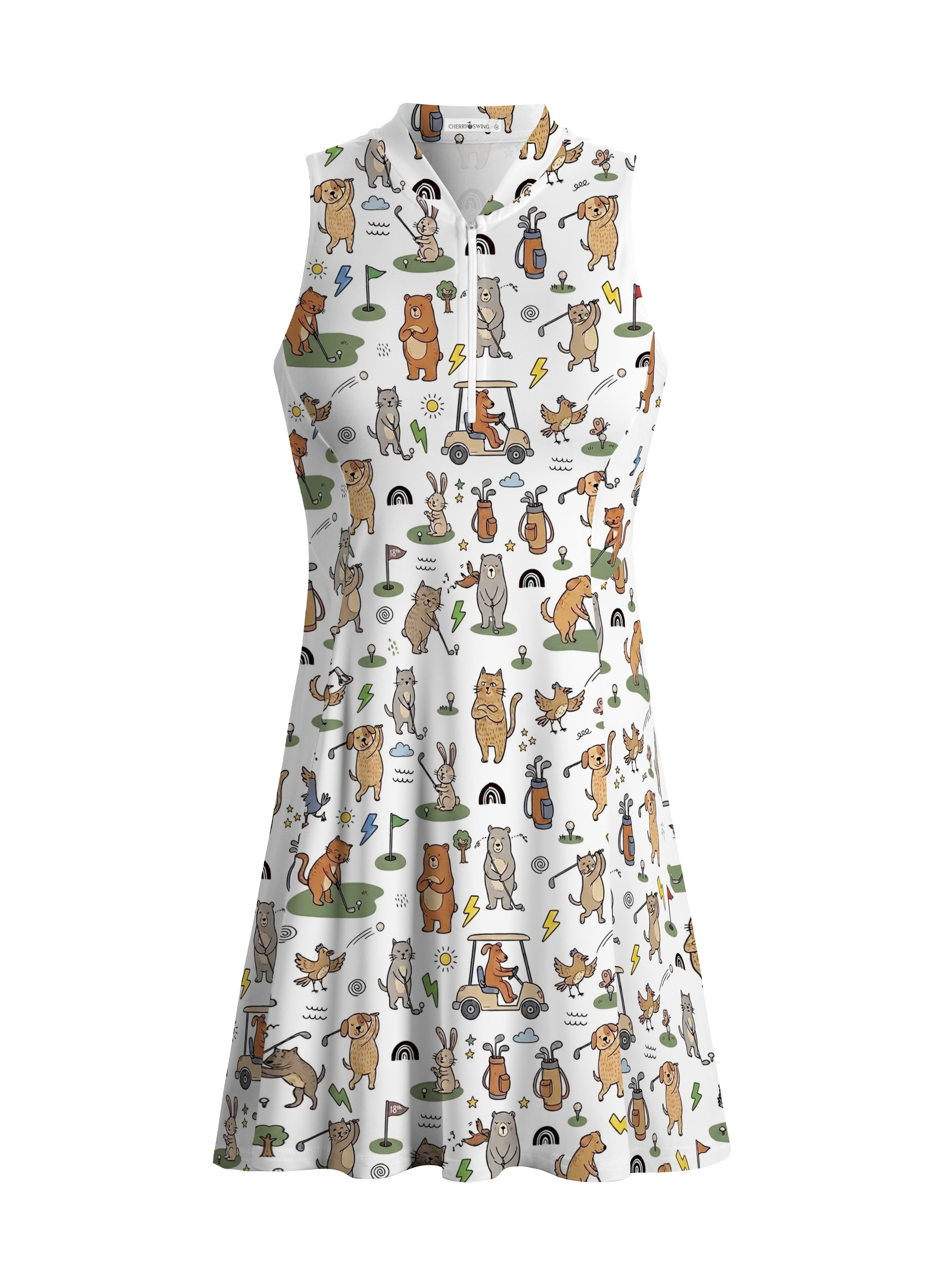 Cherryswing Playful Animal Golfers Golf Dress With Shorts