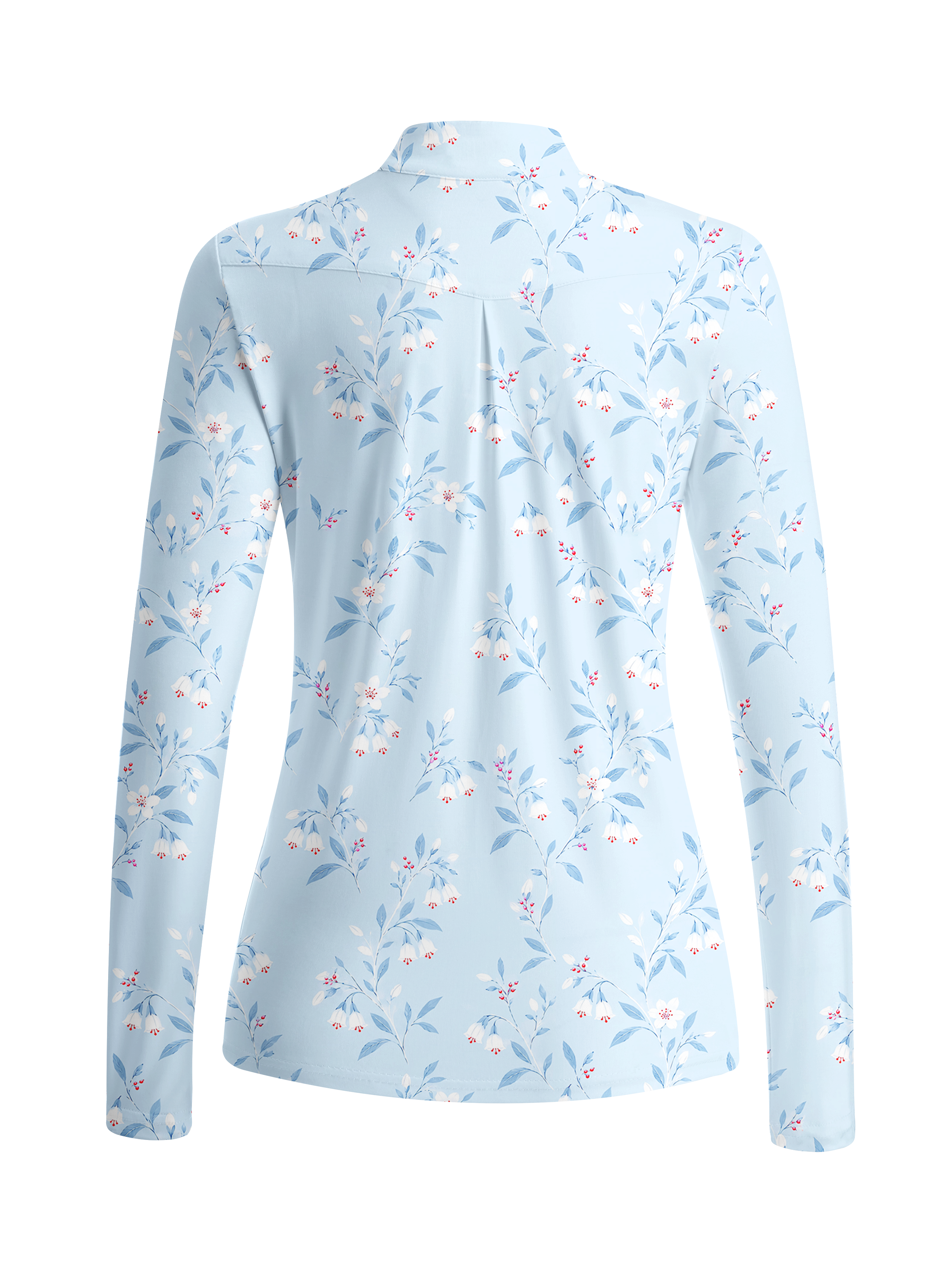 Cherryswing Women's Elegant Cascading Bellflower Long Sleeve Golf Shirt