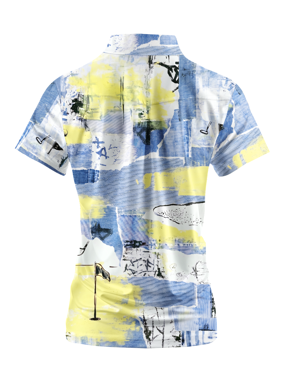 Cherryswing Women's Abstract Course Collage Short Sleeve Golf Shirt