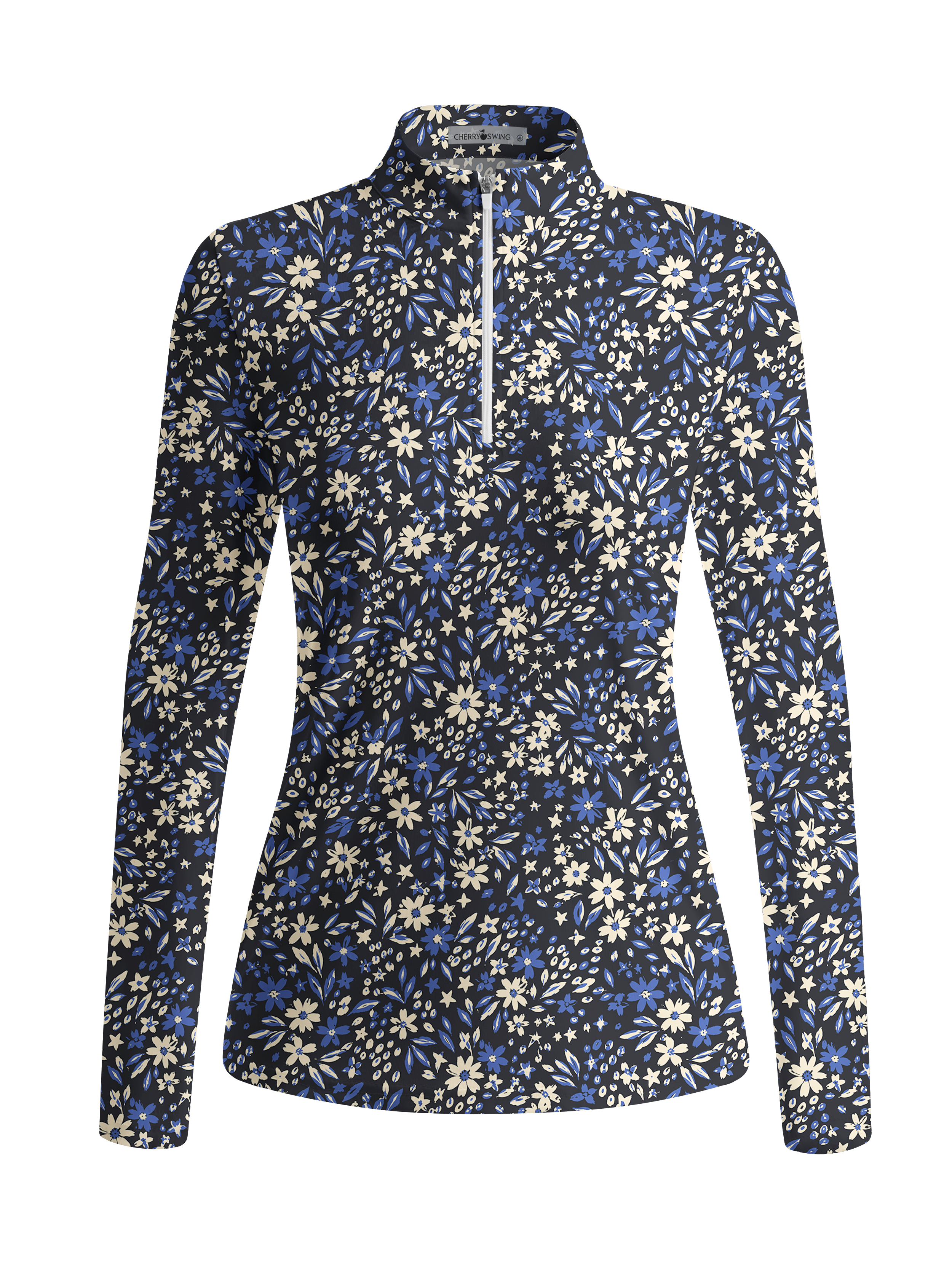 Cherryswing Women's Elegant Starry Wildflower Long Sleeve Golf Shirt