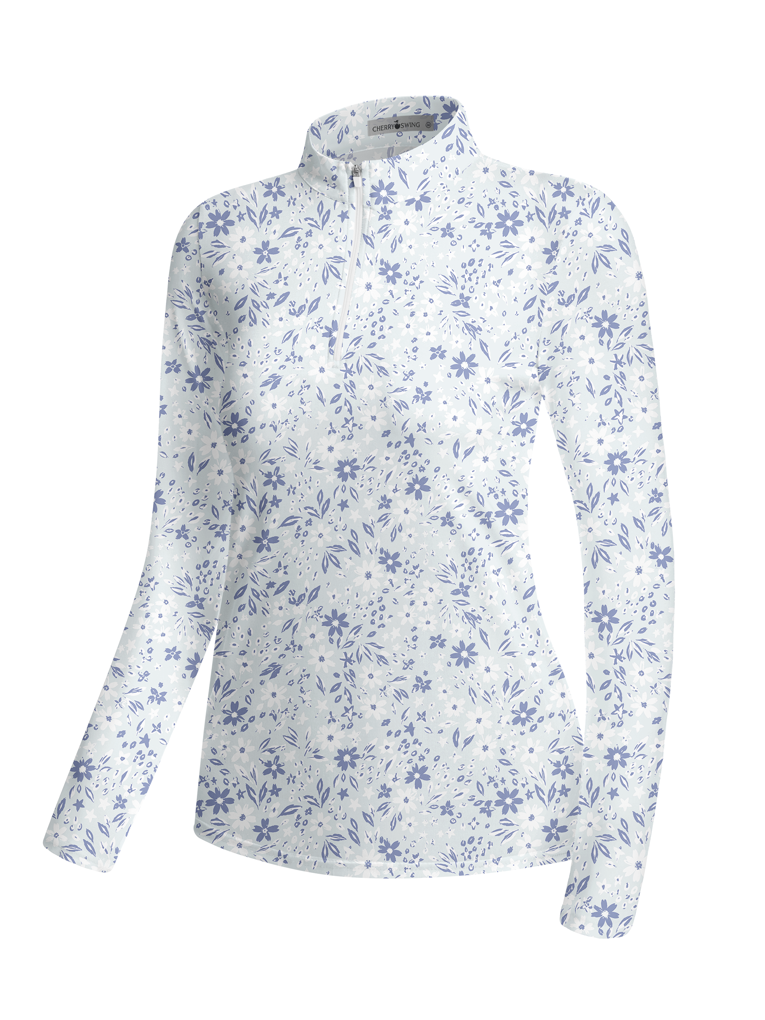 Cherryswing Women's Elegant Starry Wildflower Long Sleeve Golf Shirt