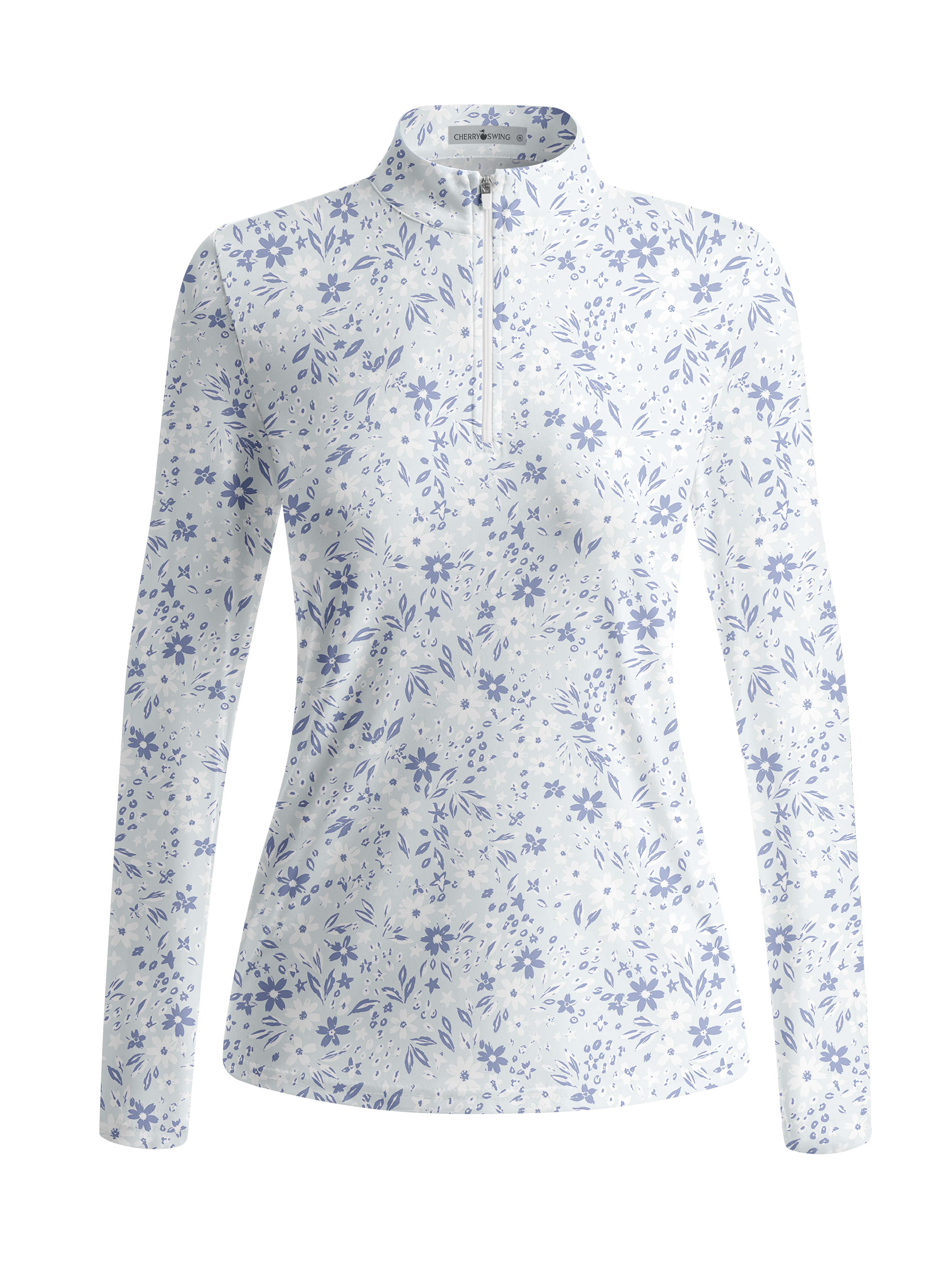 Cherryswing Women's Elegant Starry Wildflower Long Sleeve Golf Shirt