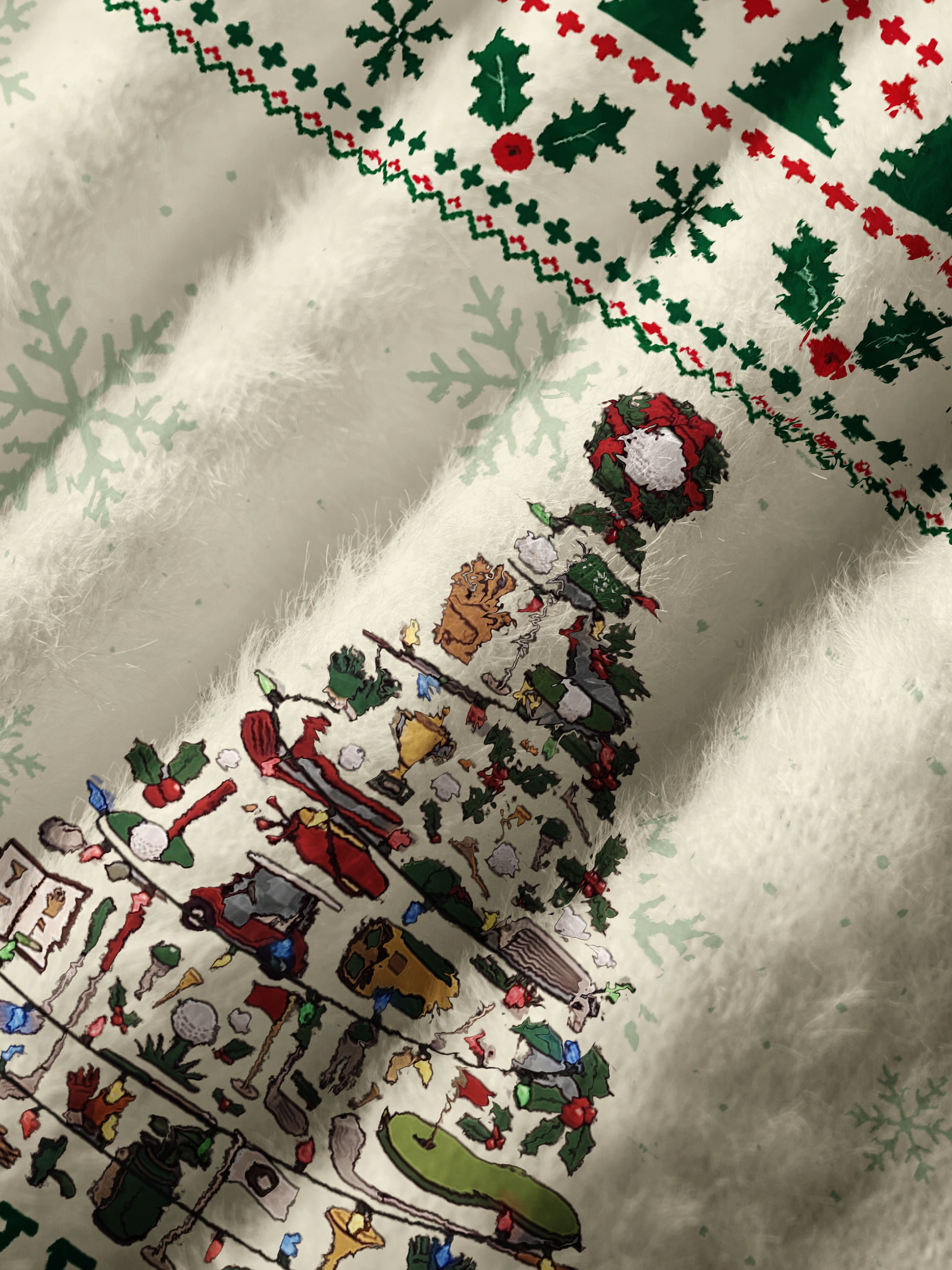 Cherryswing Women's Festive Golf Tree Fuzzy Knit Sweater