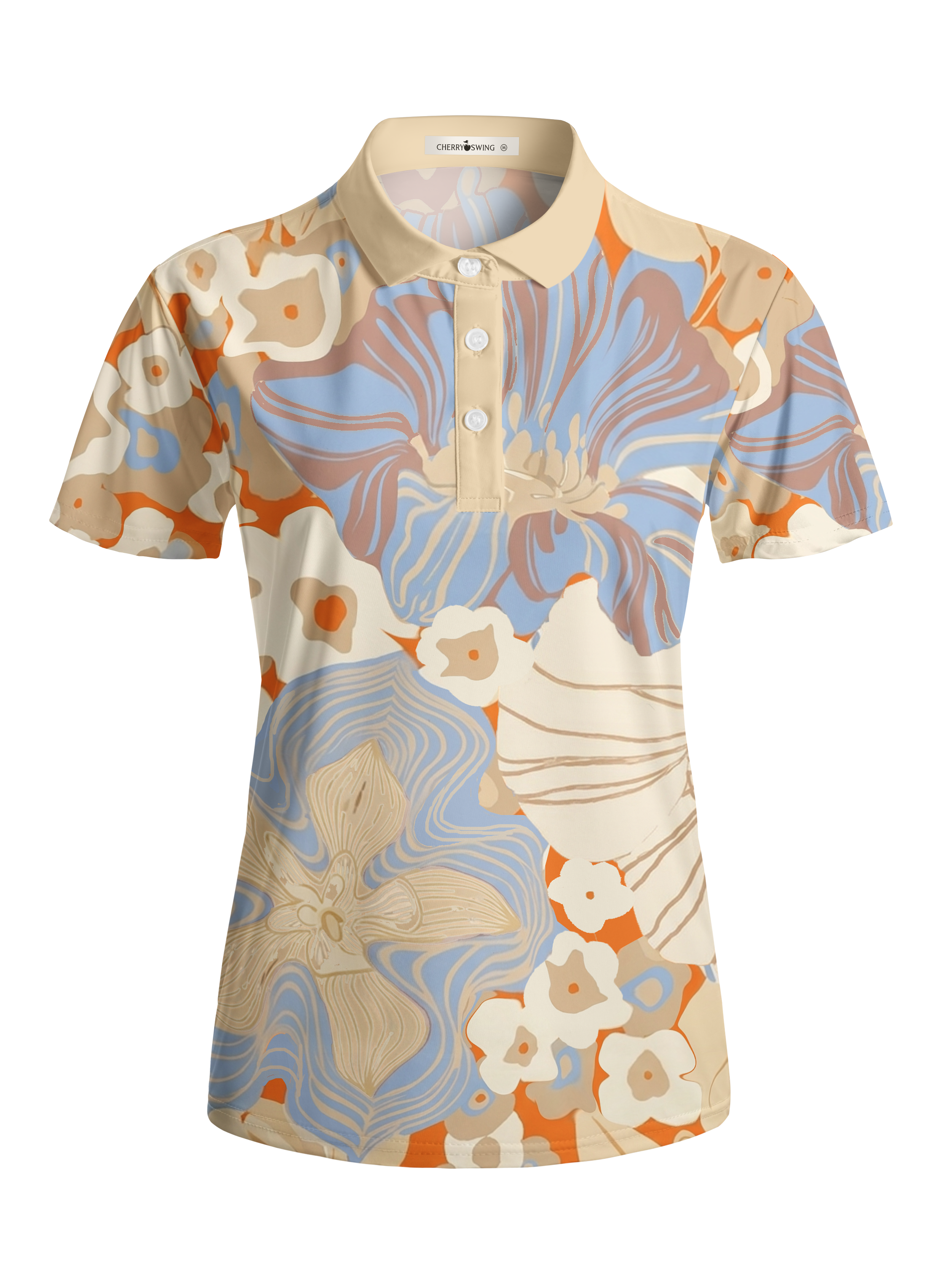 Cherryswing Women's Sunset Floral Abstract Short Sleeve Golf Shirt