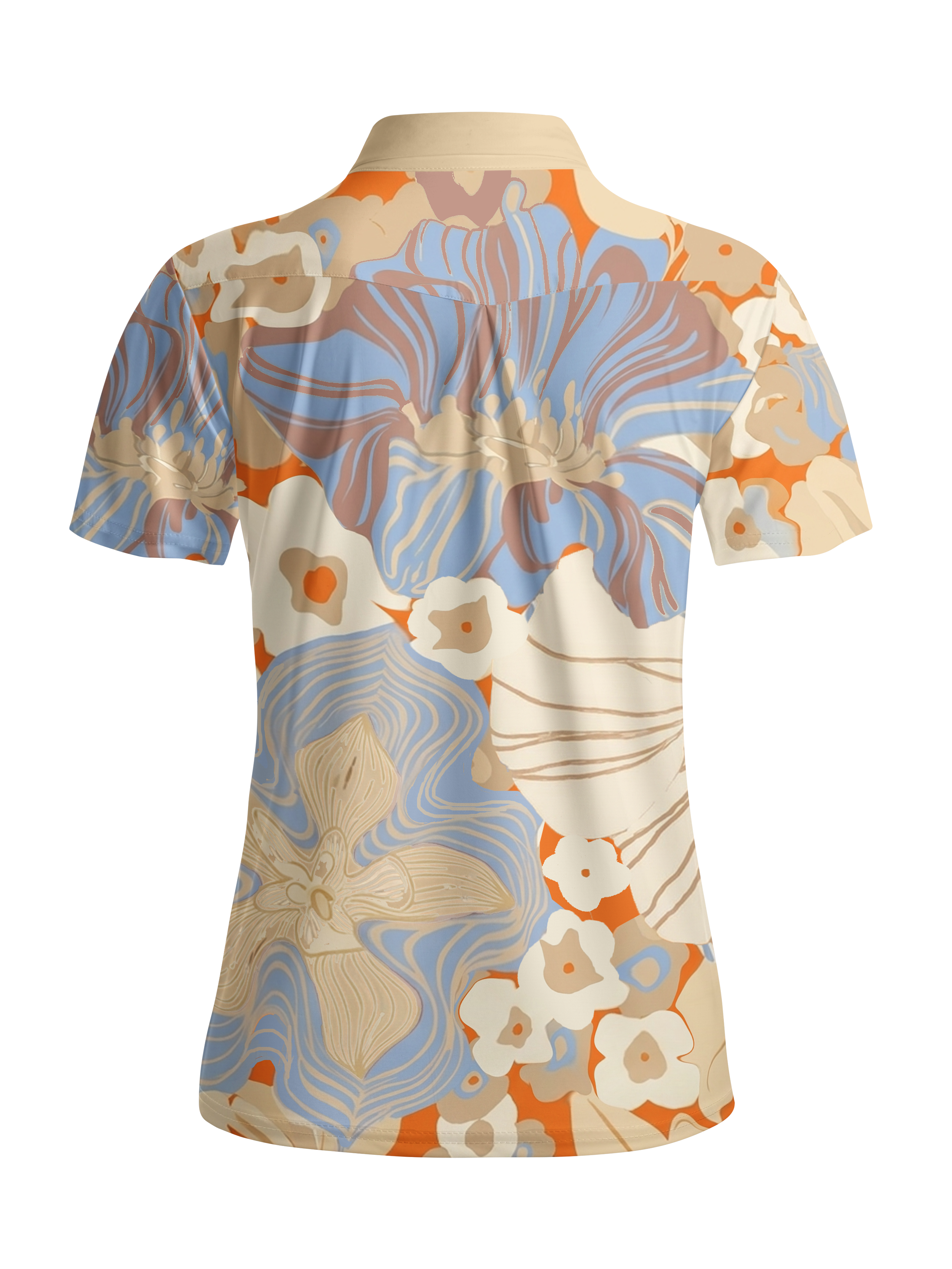 Cherryswing Women's Sunset Floral Abstract Short Sleeve Golf Shirt