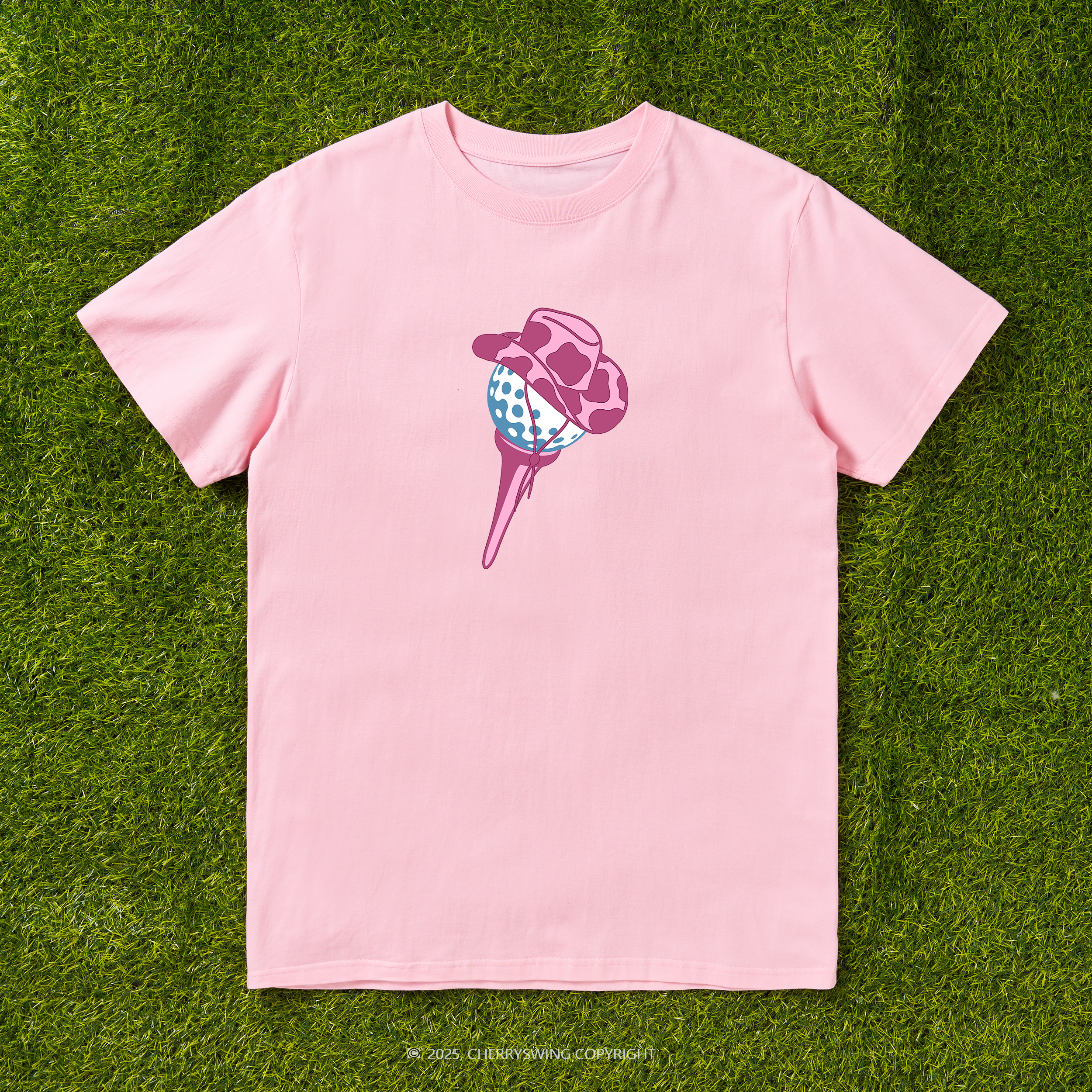 Cherryswing Ball and Club Hat Pattern White T-Shirt