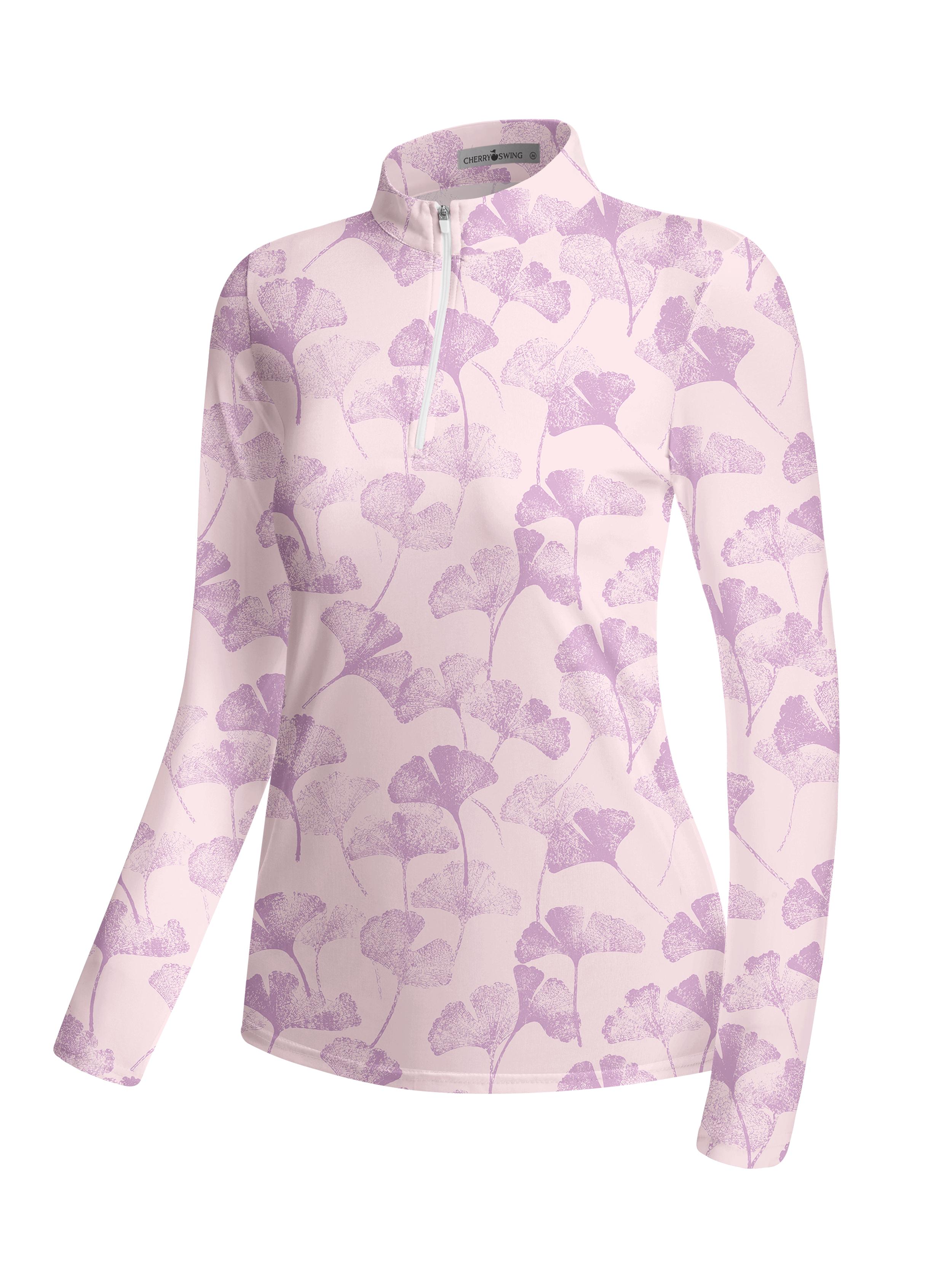 Cherryswing Women's Elegant Ginkgo Leaf Long Sleeve Golf Shirt