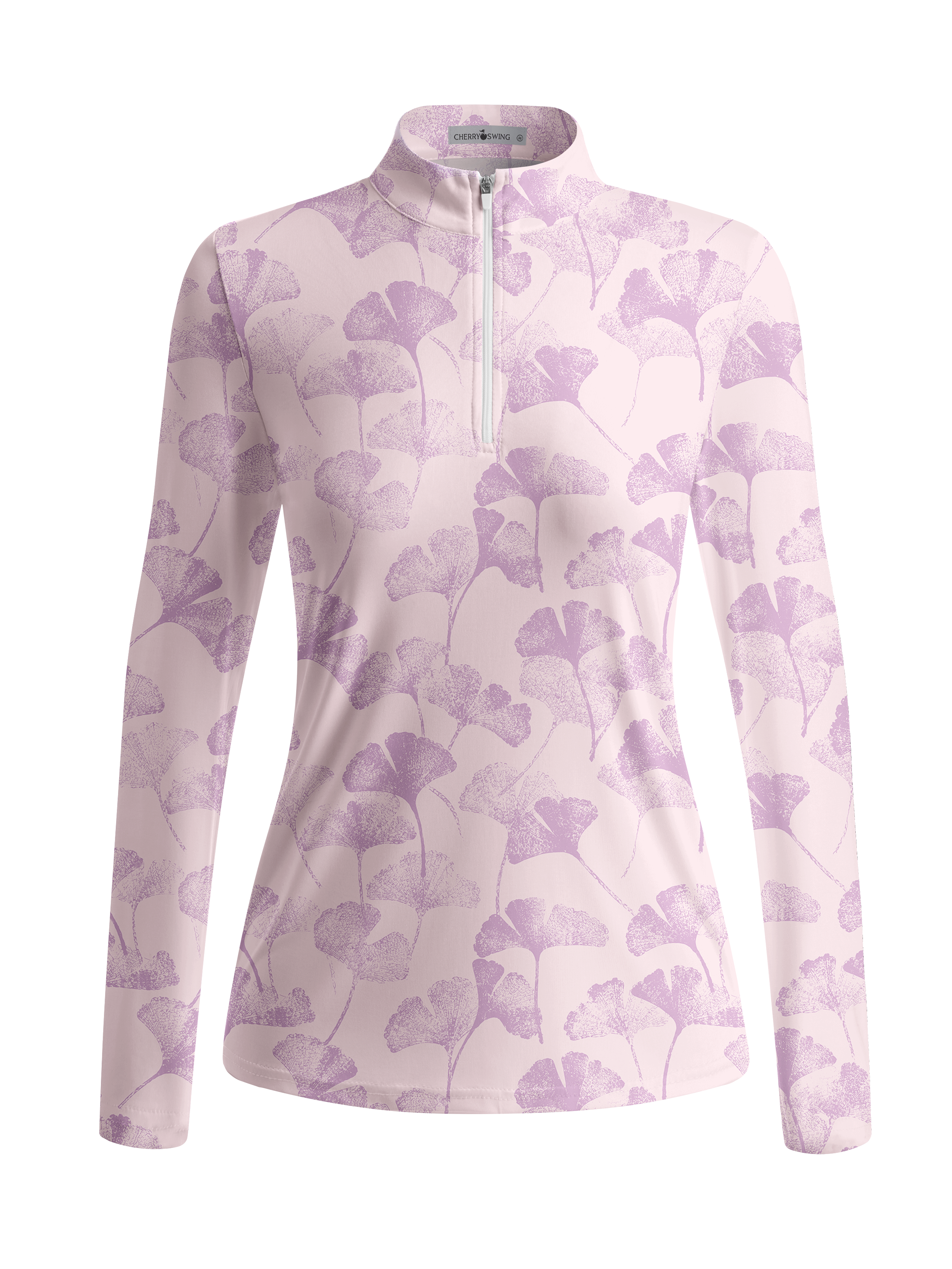 Cherryswing Women's Gradient Color FlowersLong Sleeve Golf Polo
