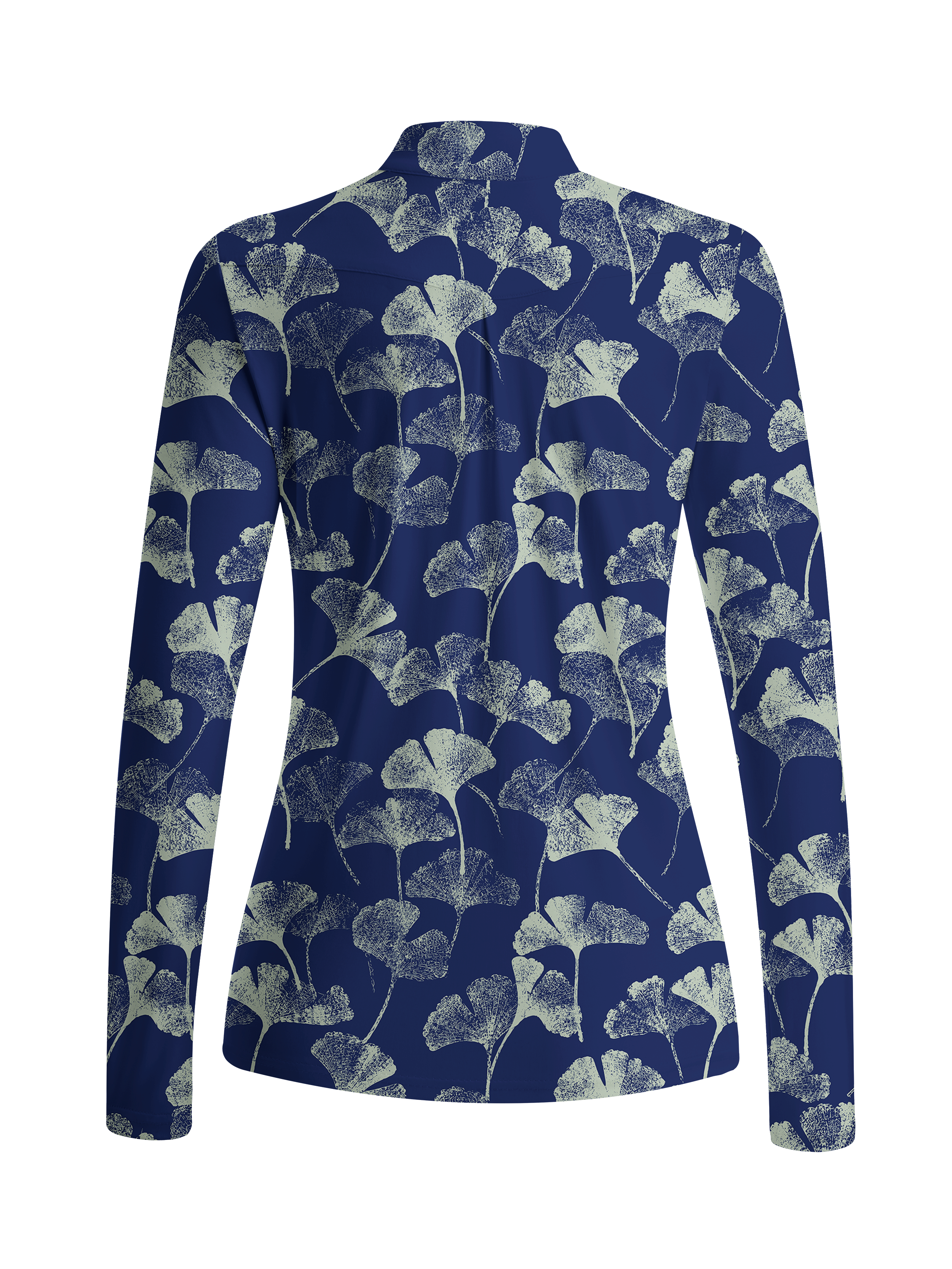 Cherryswing Women's Elegant Ginkgo Leaf Long Sleeve Golf Shirt