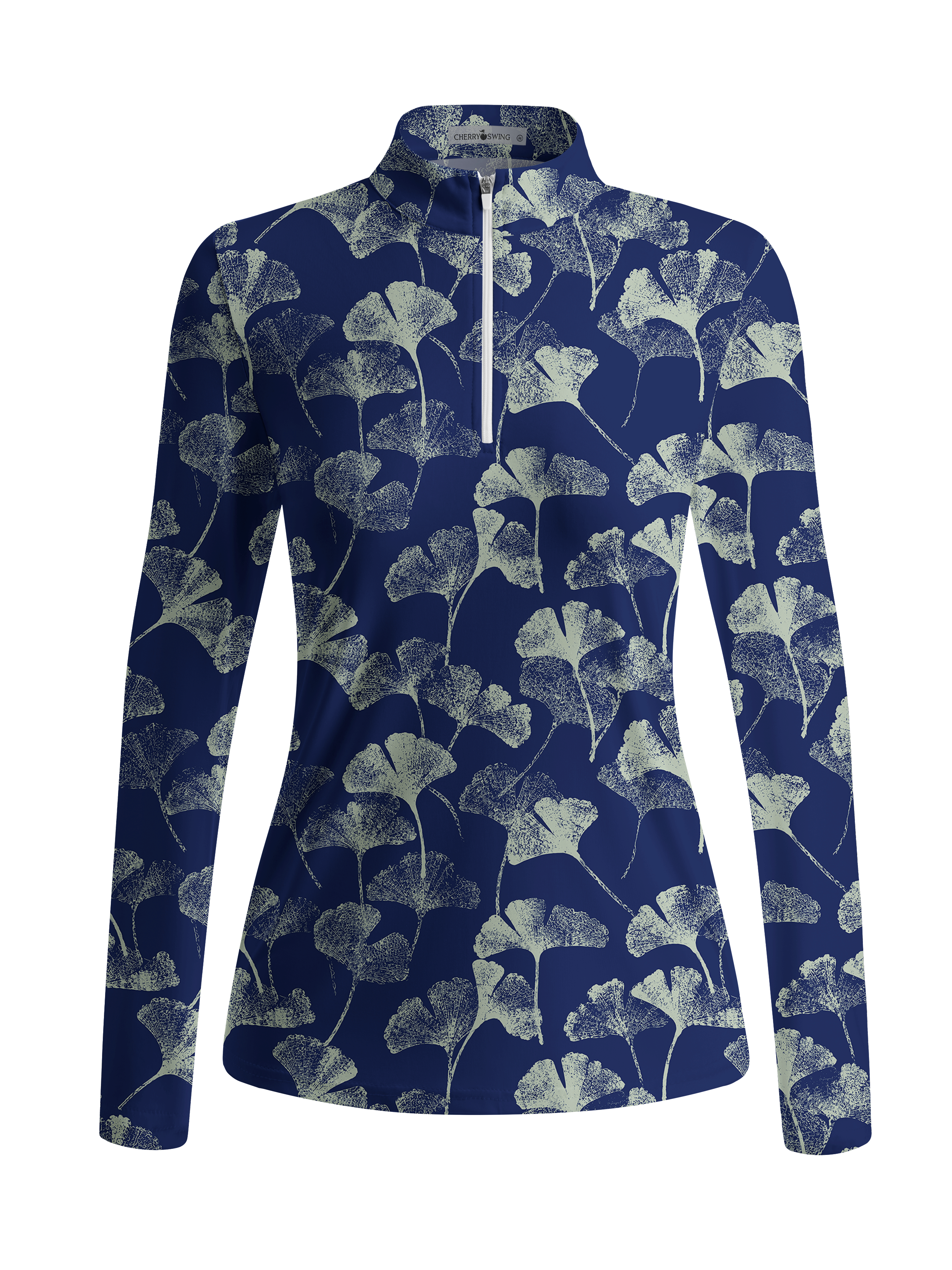 Cherryswing Women's Elegant Ginkgo Leaf Long Sleeve Golf Shirt