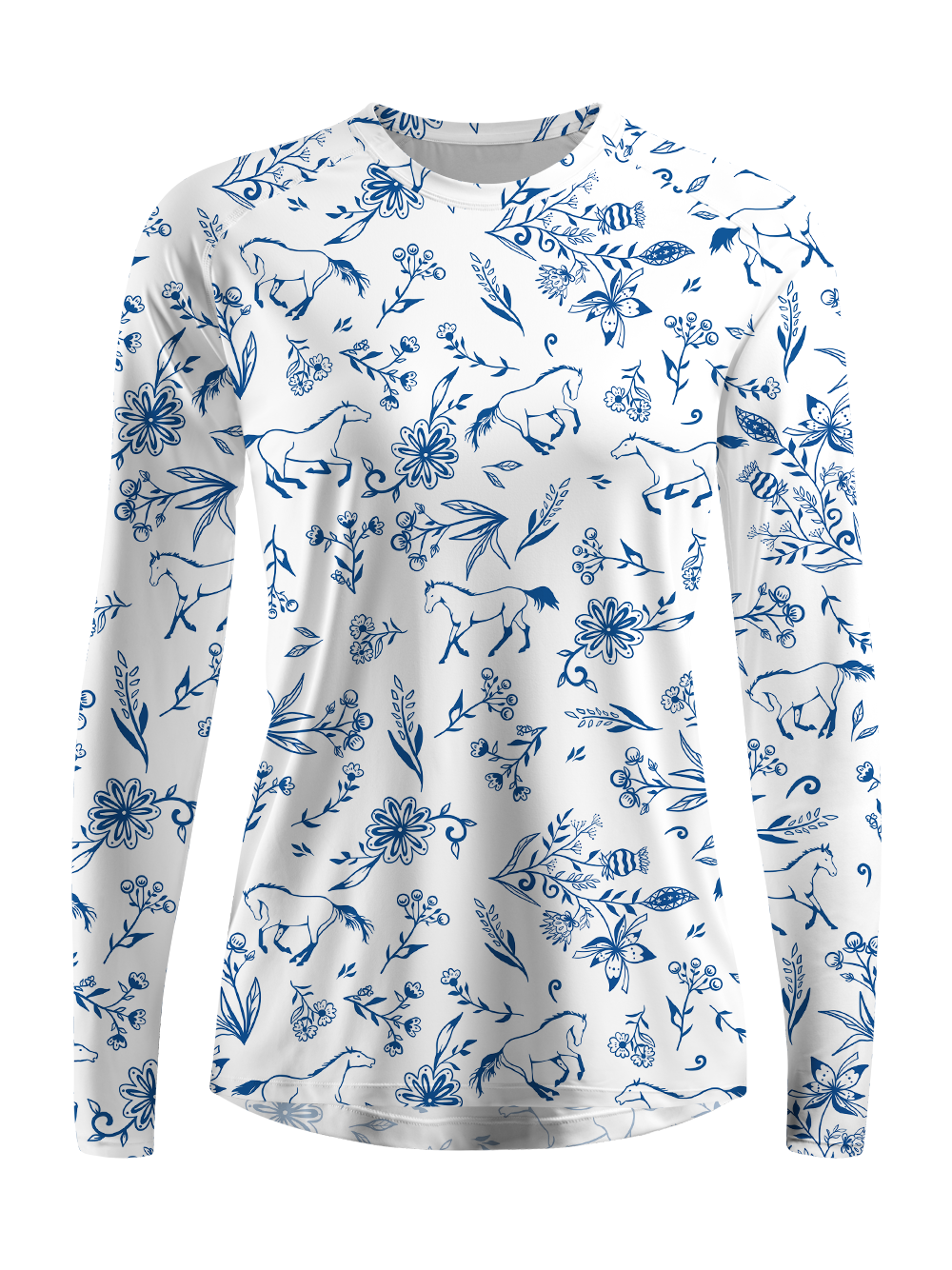 Cherryswing Women's Horses And Florals Golf Shirt