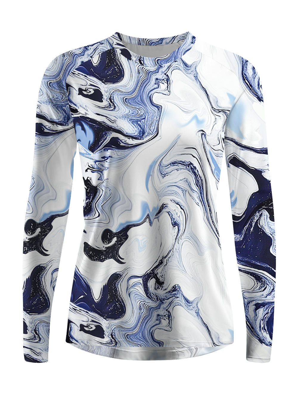 Cherryswing Women's Gradient Color FlowersLong Sleeve Golf Polo