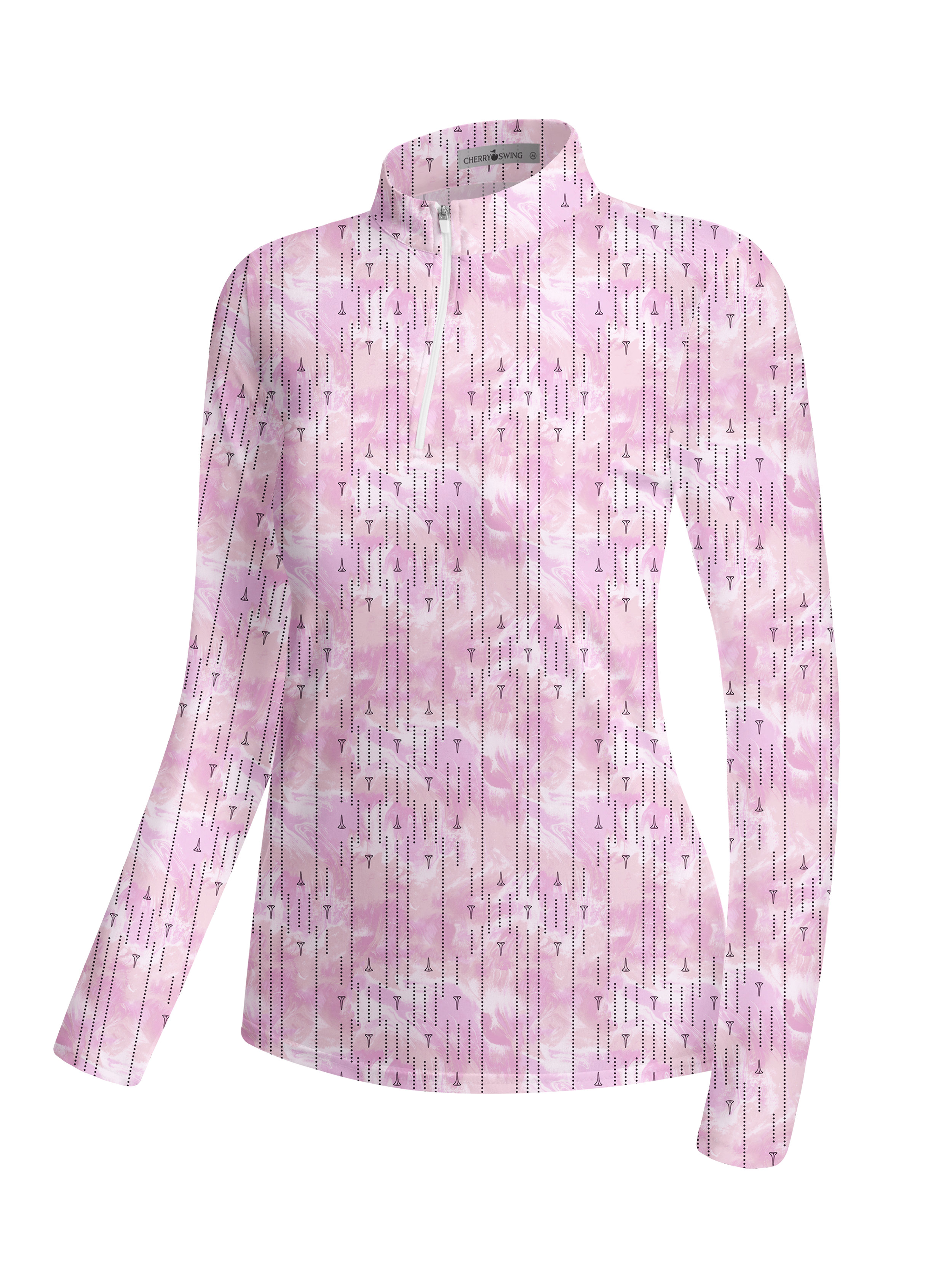 Cherryswing Women's Marble Tee Pattern Long Sleeve Golf Shirt