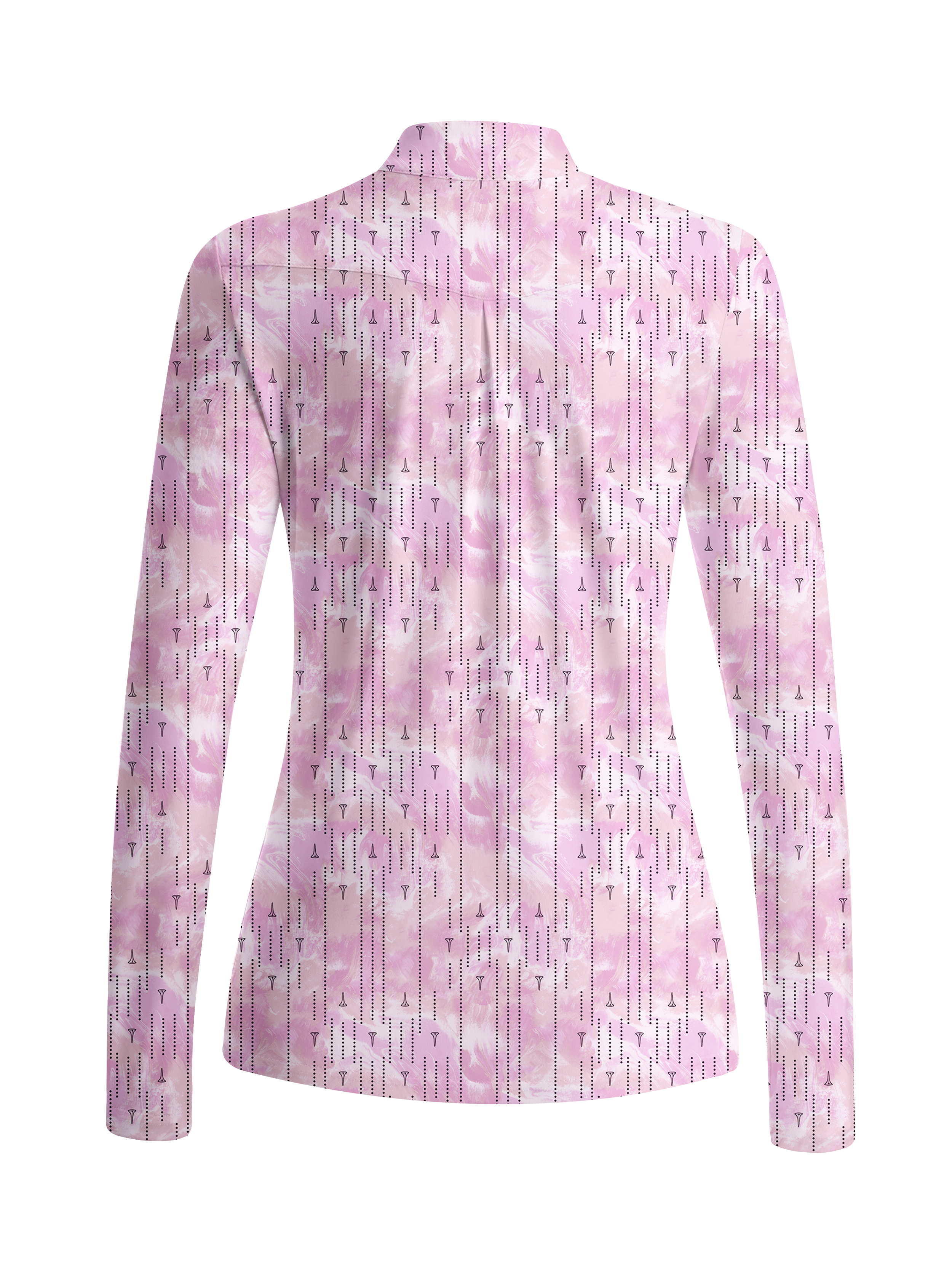 Cherryswing Women's Marble Tee Pattern Long Sleeve Golf Shirt