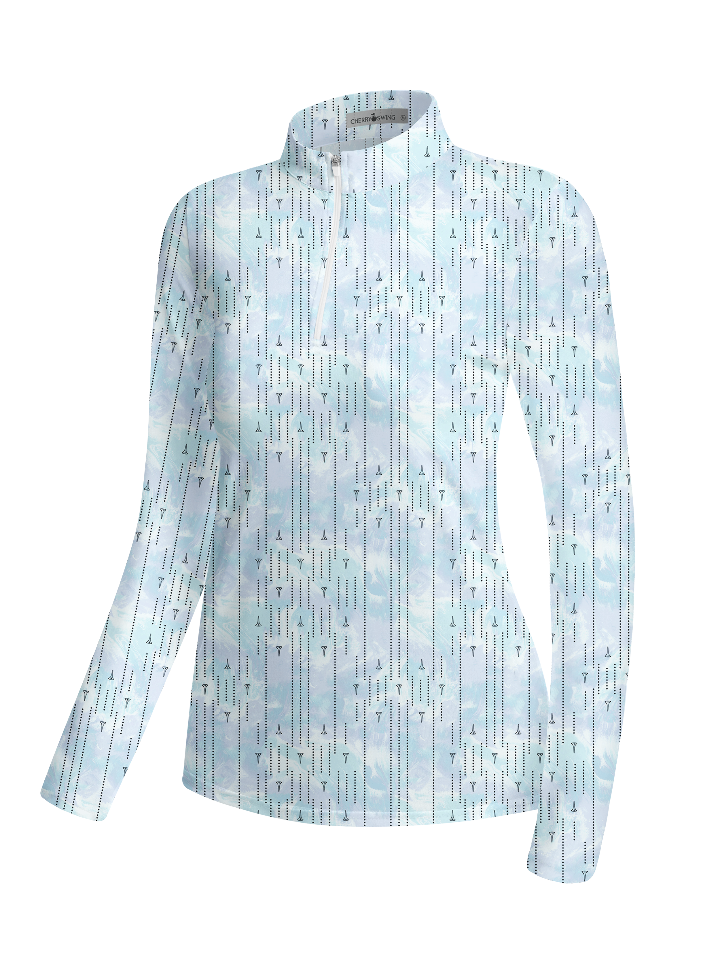 Cherryswing Women's Marble Tee Pattern Long Sleeve Golf Shirt