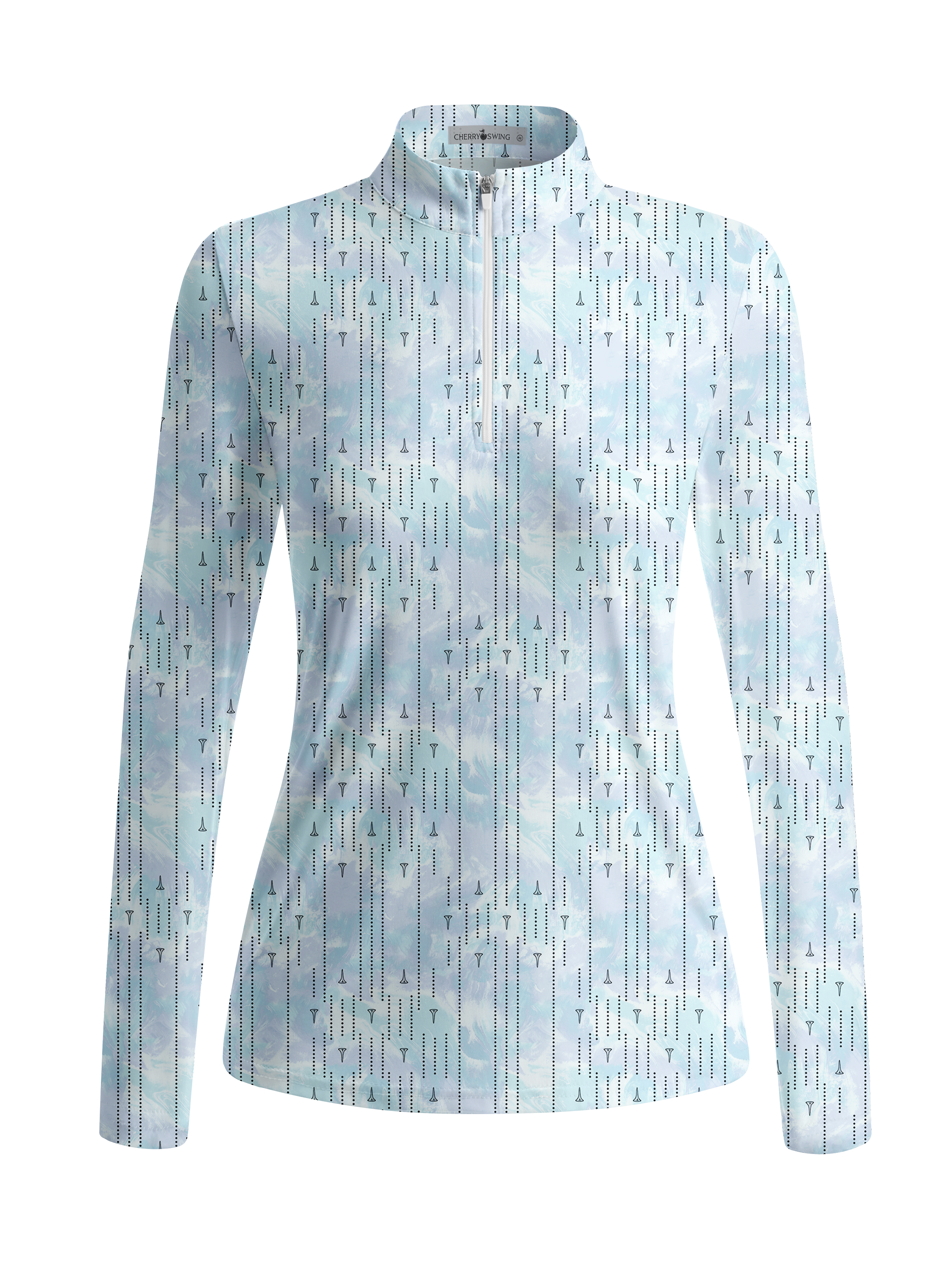 Cherryswing Women's Marble Tee Pattern Long Sleeve Golf Shirt