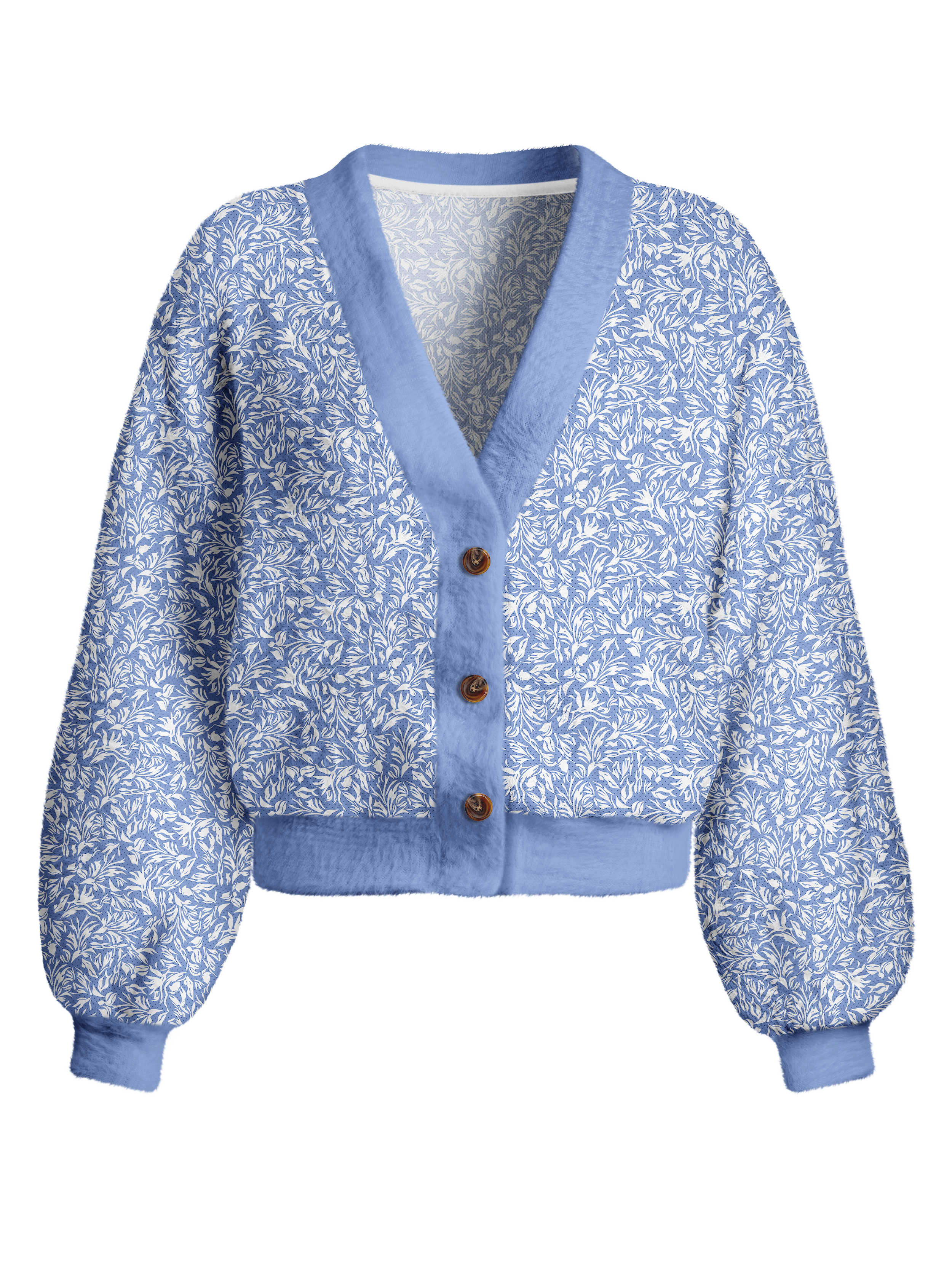 Cherryswing Women's Flower Breathable Fuzzy Knit Golf Cardigan