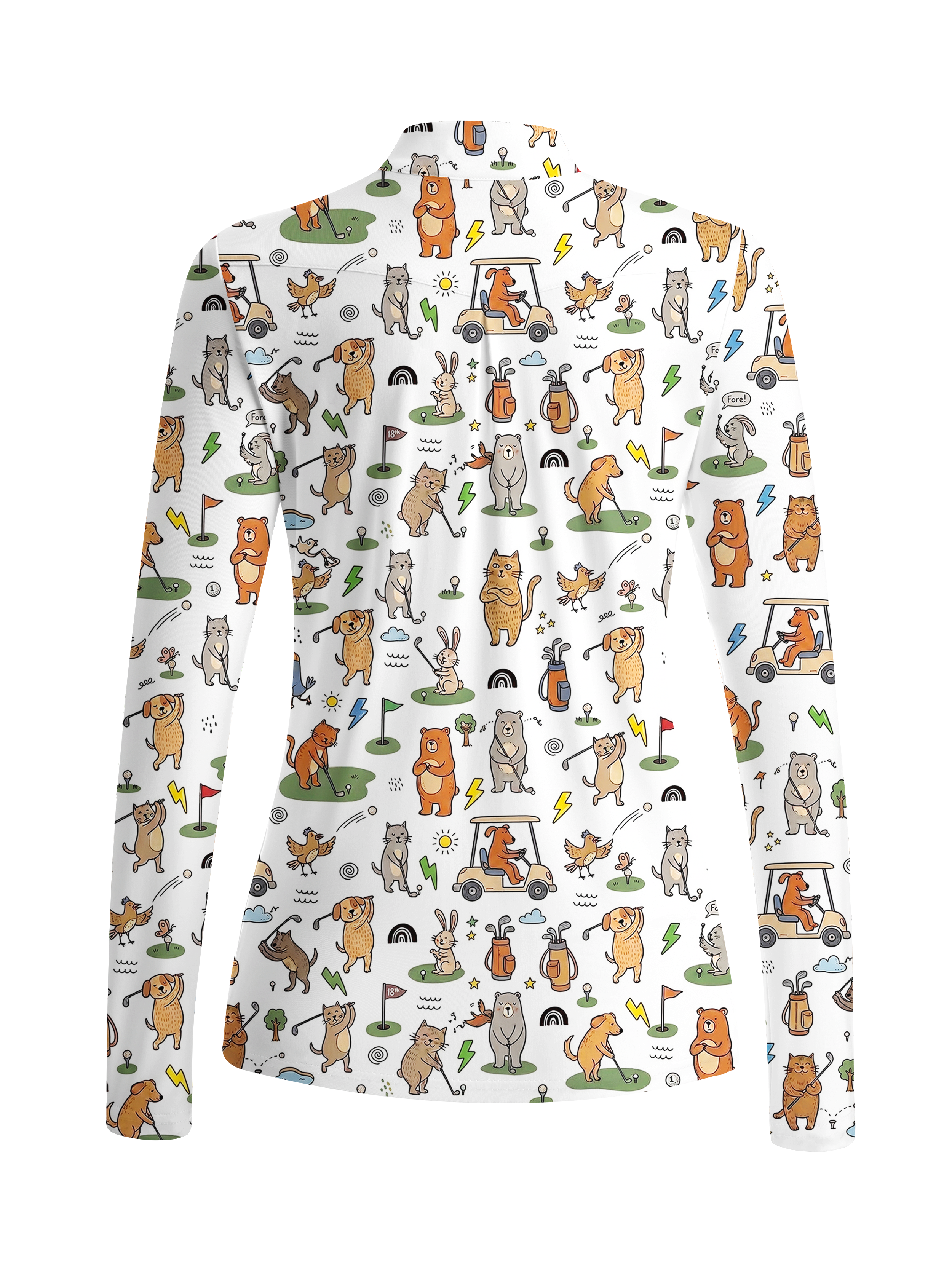 Cherryswing Women's Playful Animal Golfers Long Sleeve Golf Shirt
