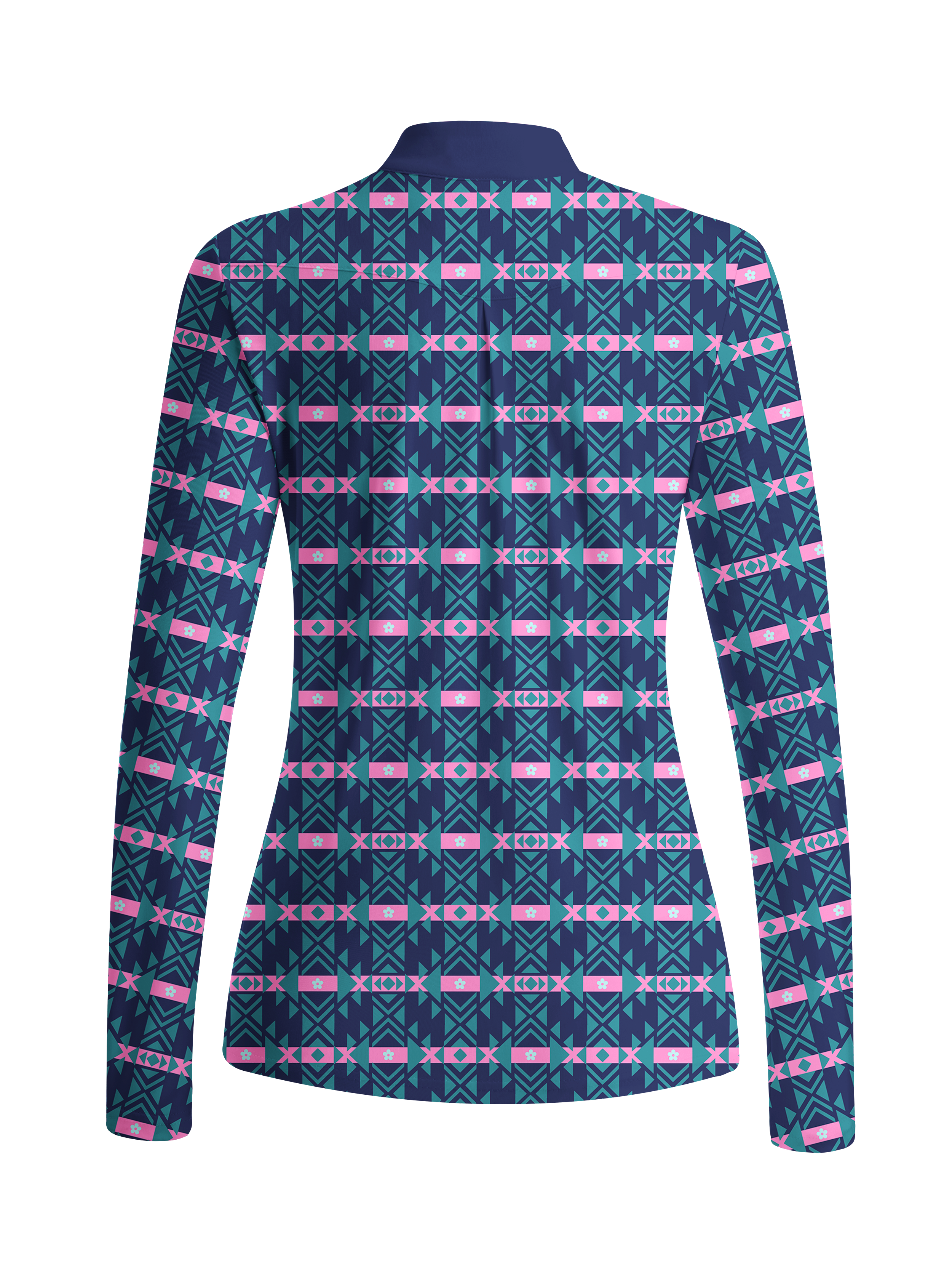 Cherryswing Women's Geometric Tribal Pattern Long Sleeve Golf Shirt