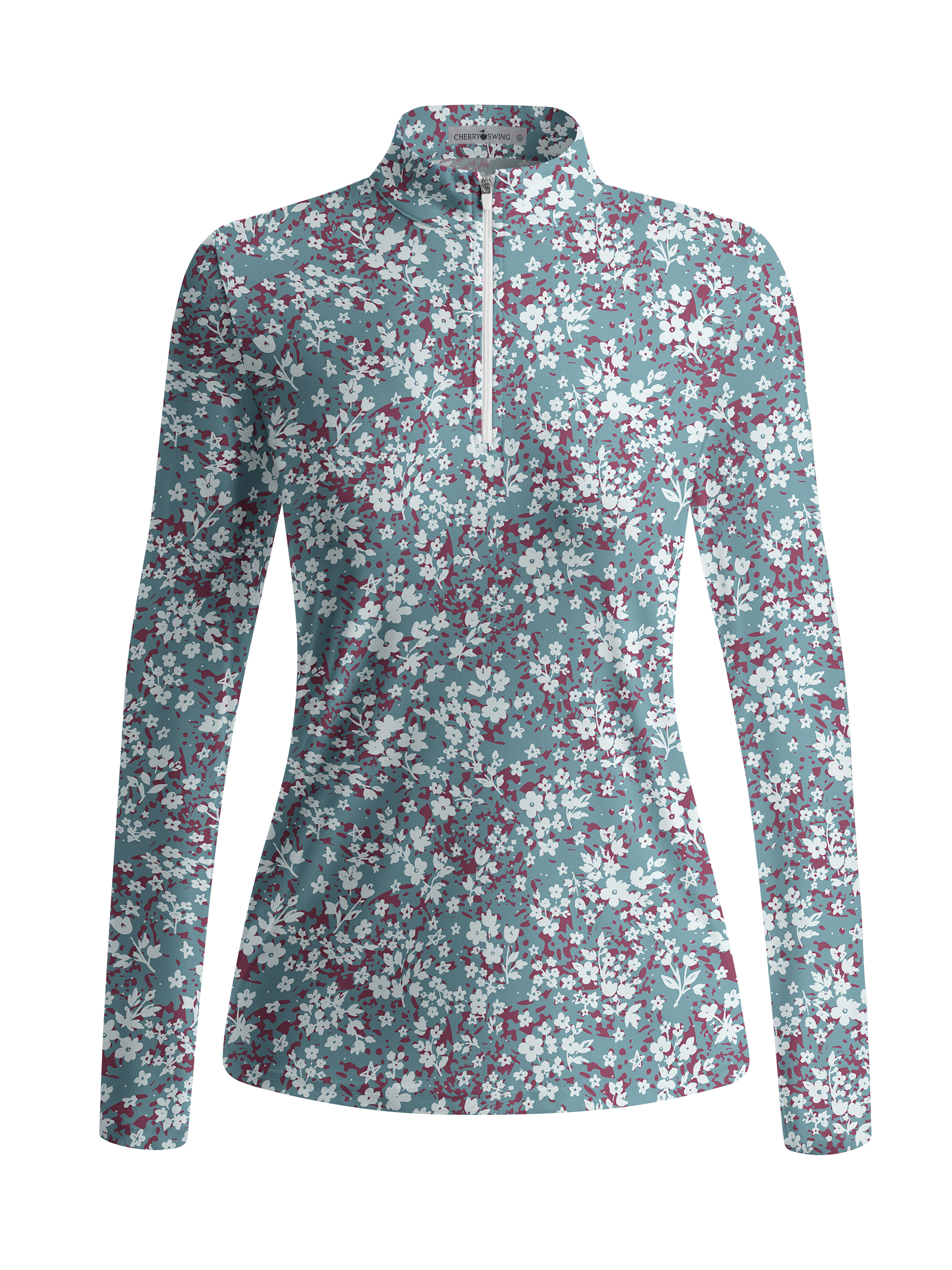 Cherryswing Women's Ditsy Floral Print Long Sleeve Golf Shirt