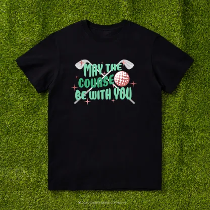Cherryswing 'May the Course Be with You' Pattern White T-Shirt
