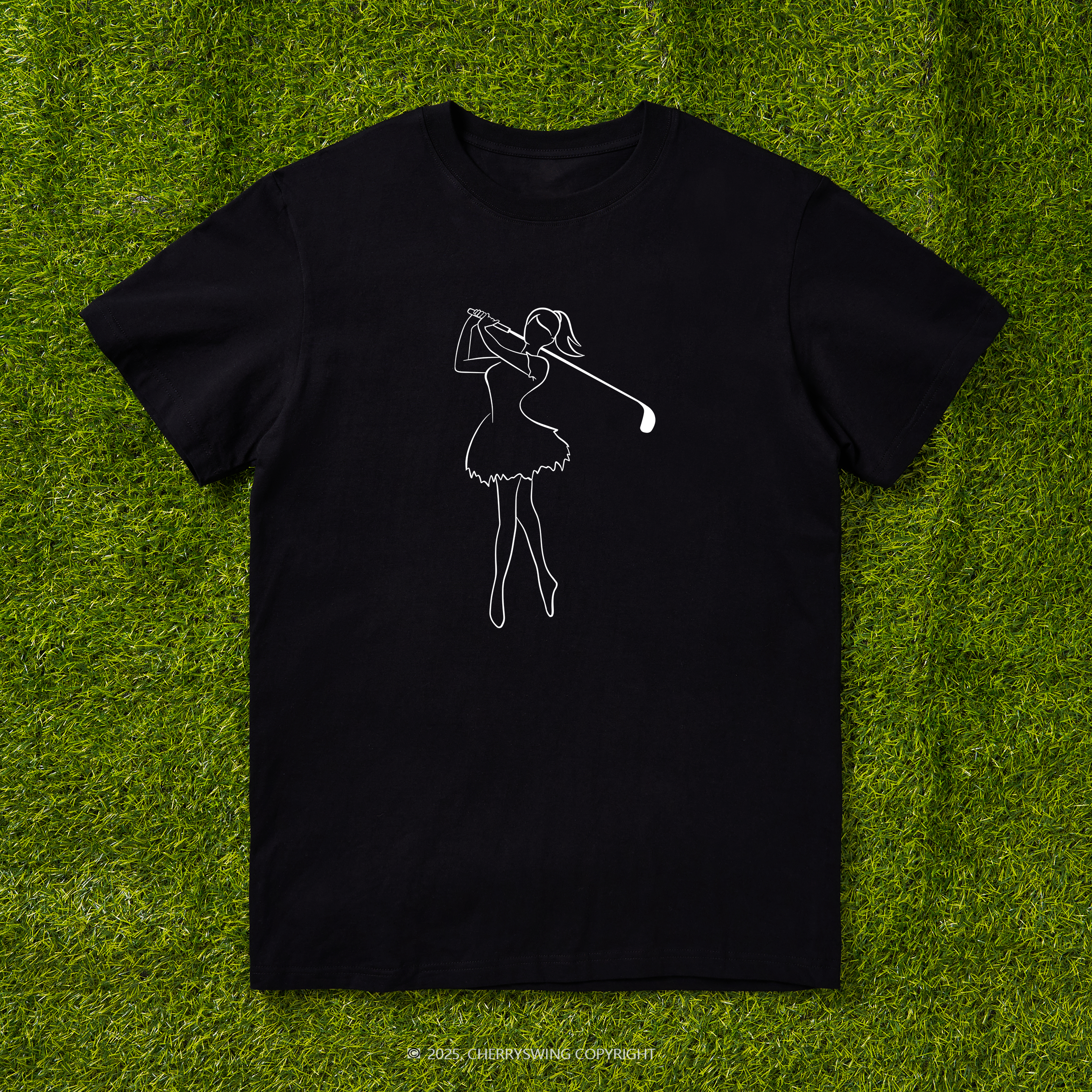 Cherryswing Ballet Dancing Golfer Pattern T-Shirt