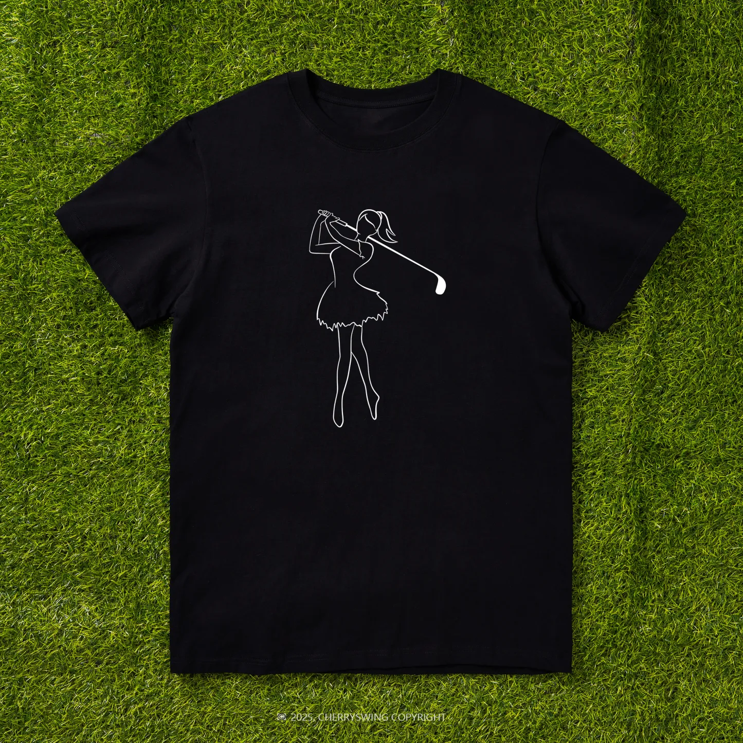 Cherryswing Ballet Dancing Golfer Pattern T-Shirt