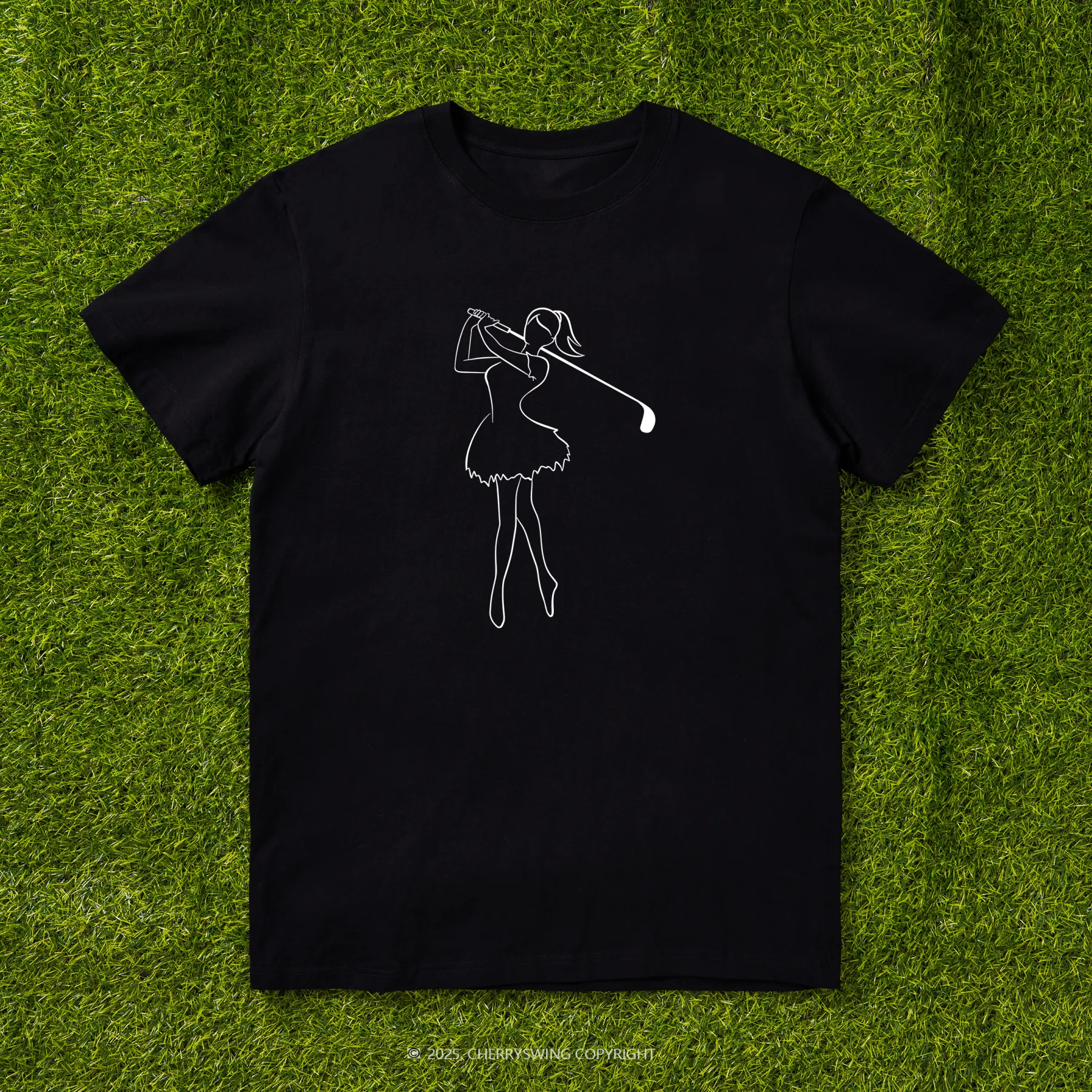 Cherryswing Ballet Dancing Golfer Pattern T-Shirt