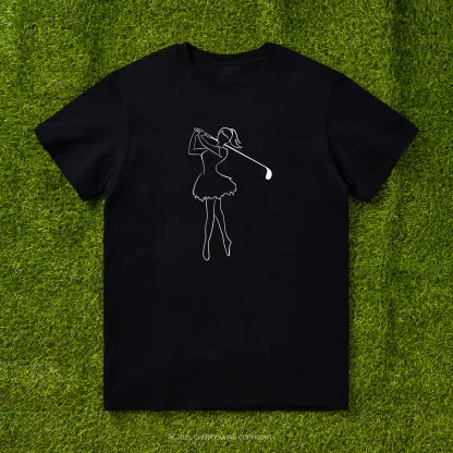 Cherryswing Ballet Dancing Golfer Pattern T-Shirt