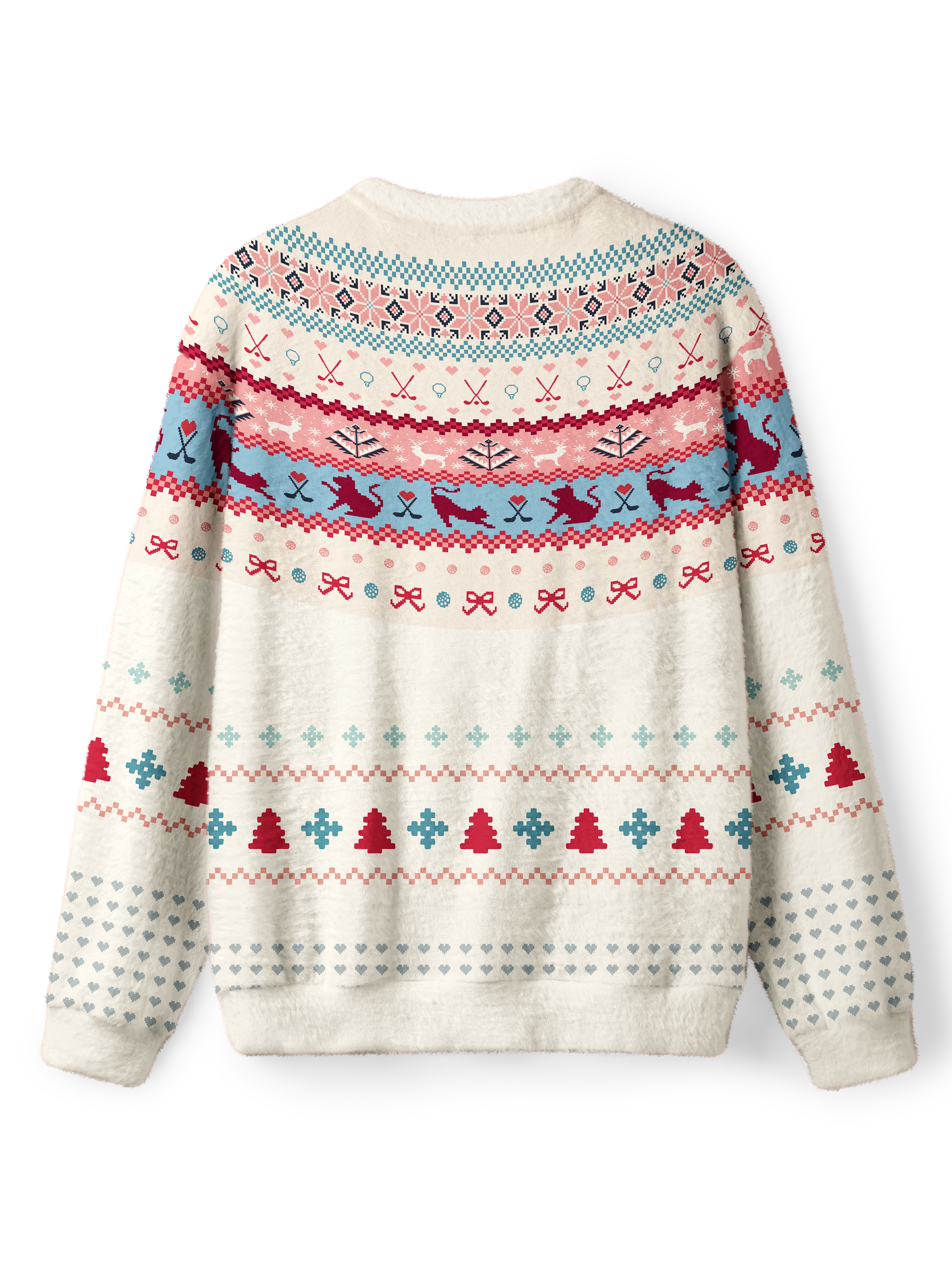 Cherryswing Women's Festive Nordic Cat and Golf Crew Neck Sweater
