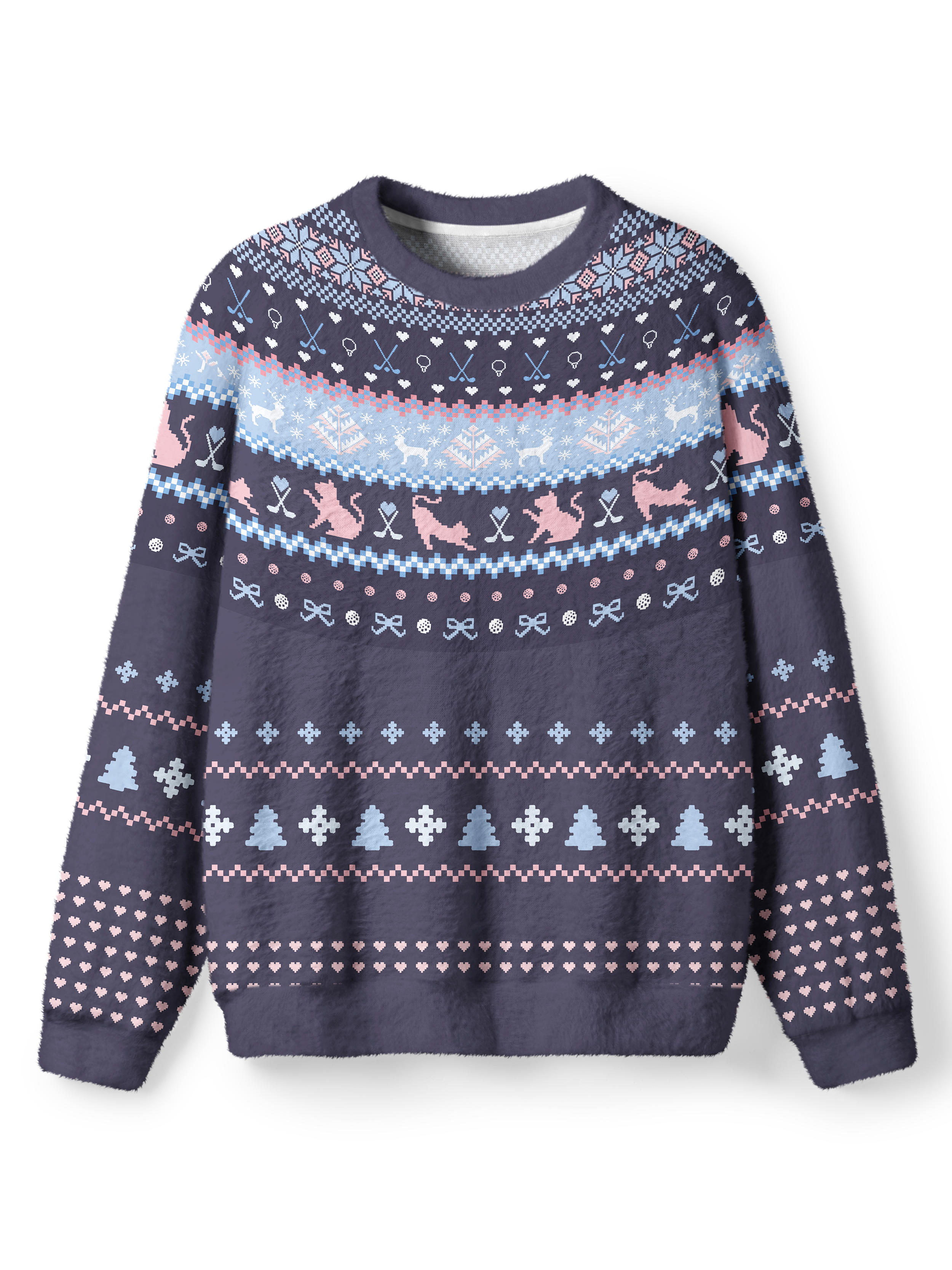 Cherryswing Women's Festive Nordic Cat and Golf Crew Neck Sweater