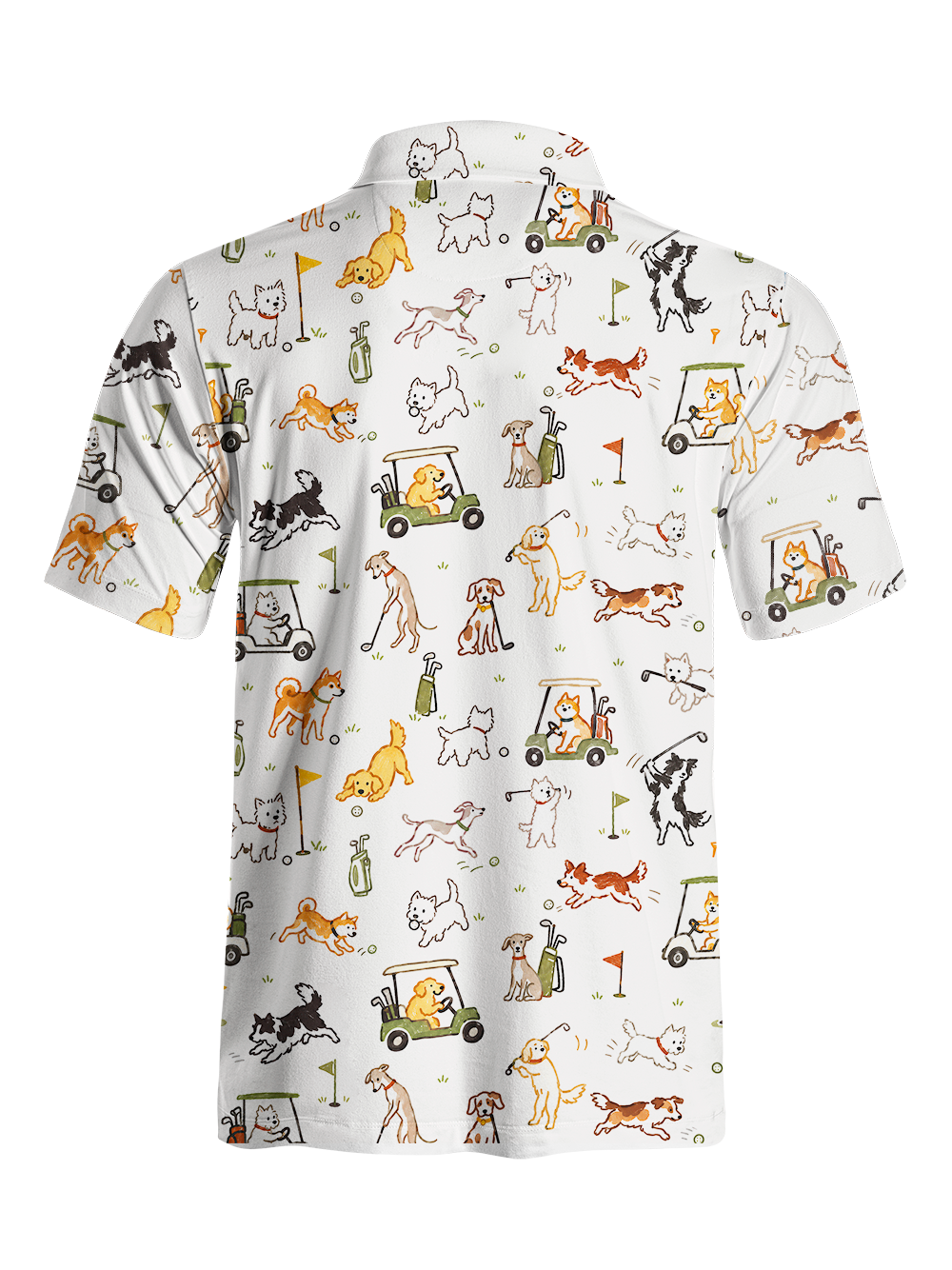 Cherryswing Cute Golf Pup Novelty Print Men's Polo Shirt