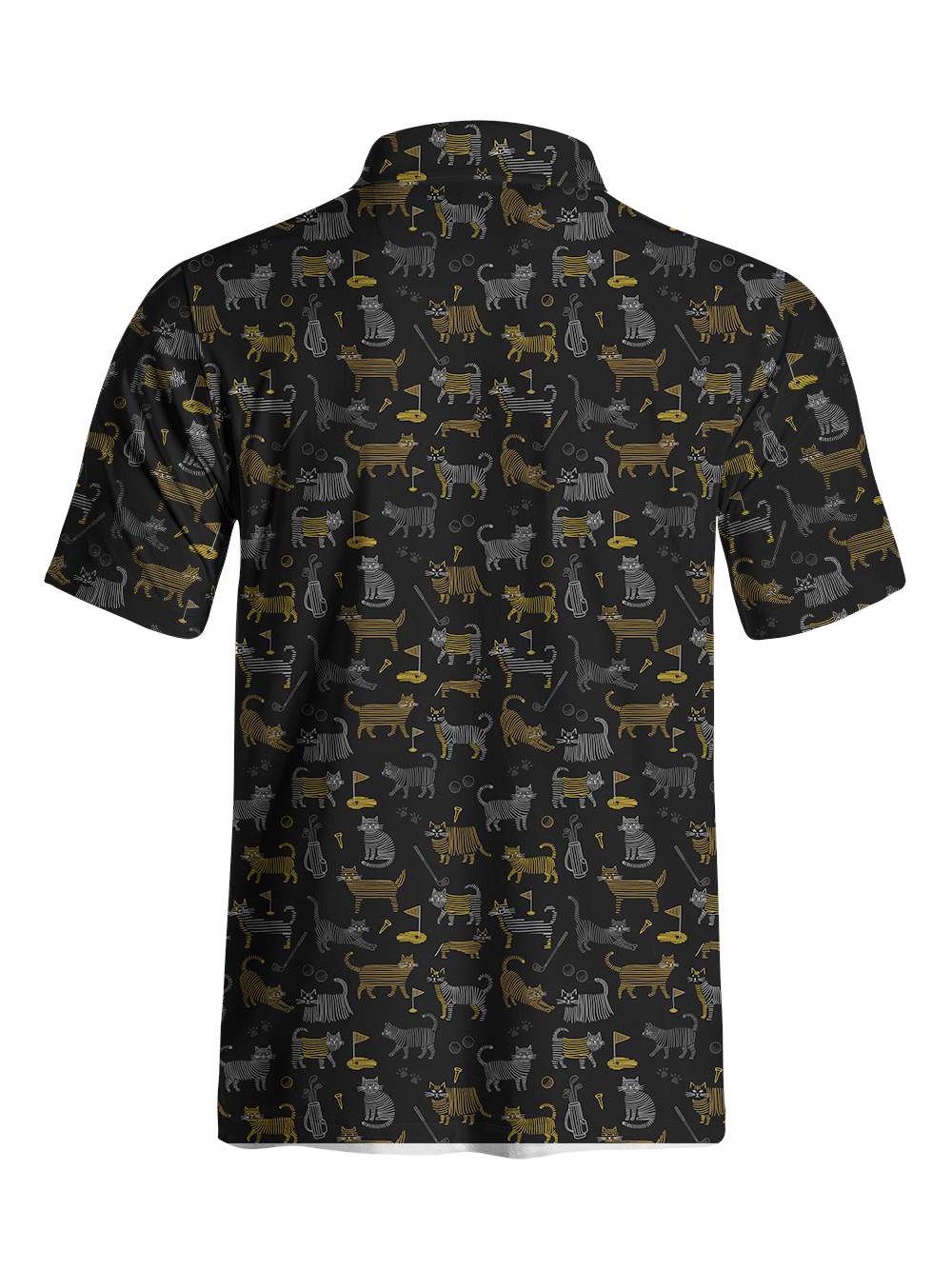 Cherryswing Whimsical Golf Cat Line Art Men's Polo Shirt