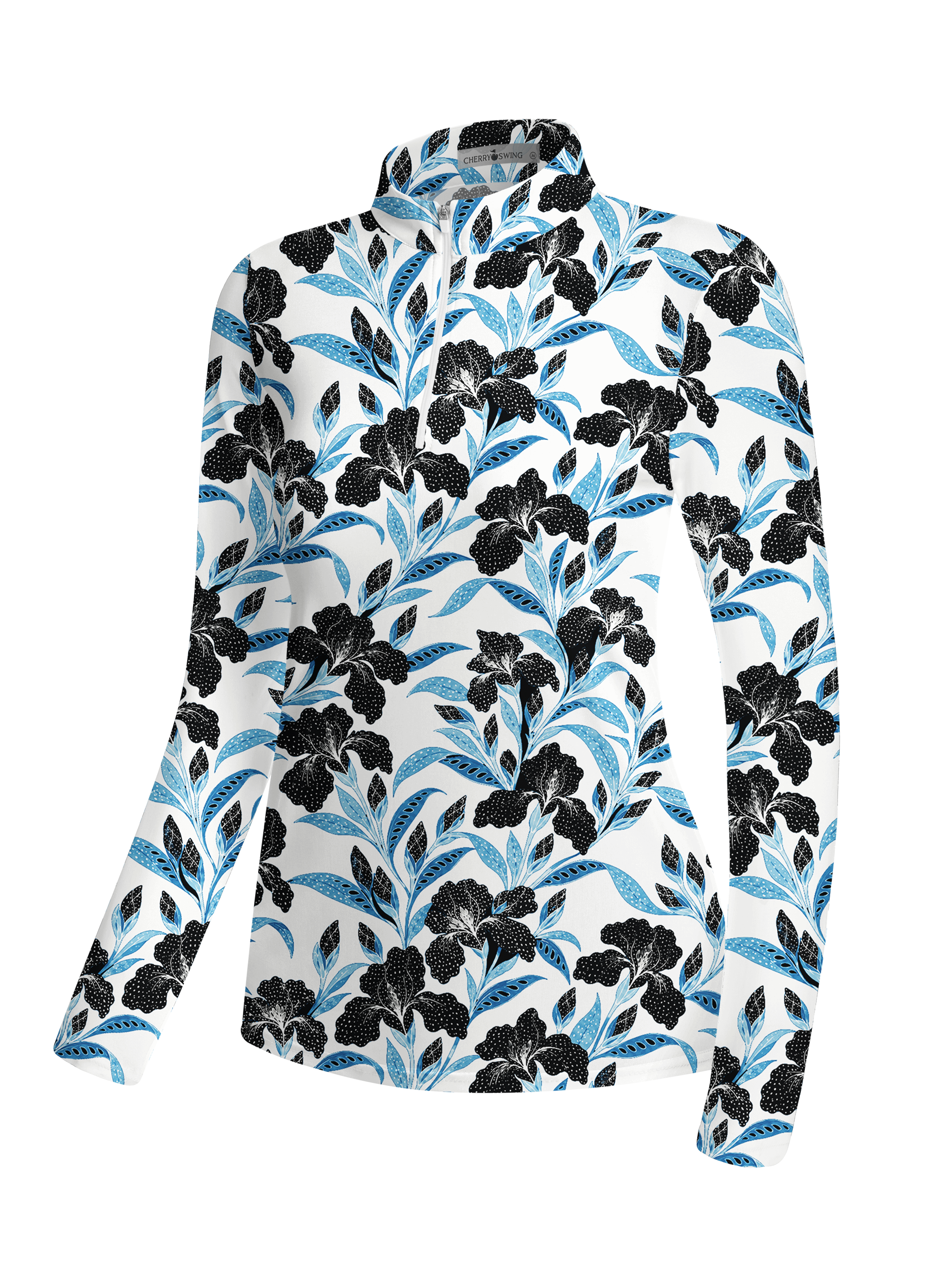 Cherryswing Women's Graphic Botanical and Leafy Pattern Long Sleeve Golf Shirt