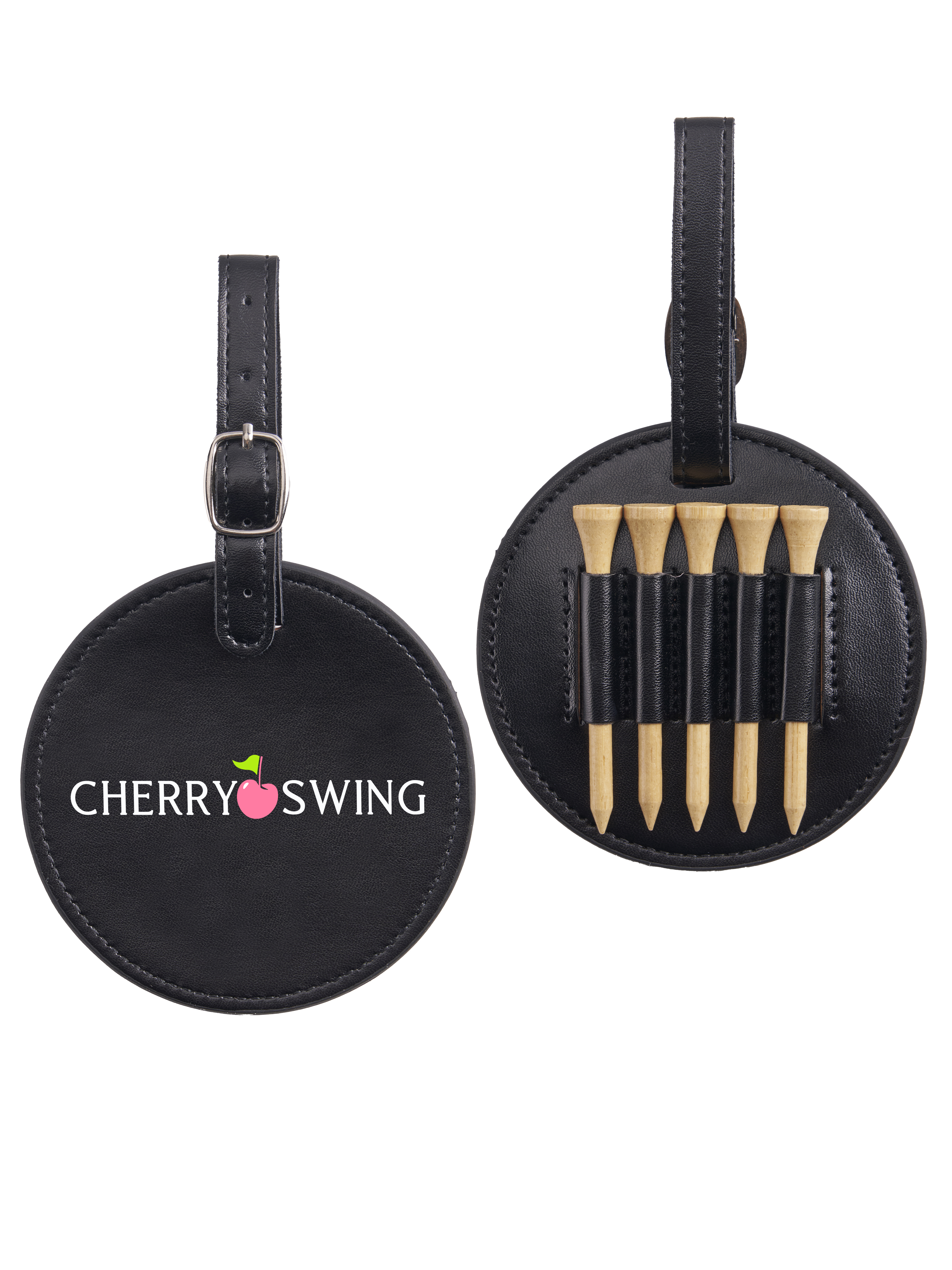 Cherryswing Leather Golf Tee Holder with Wood Golf Tees